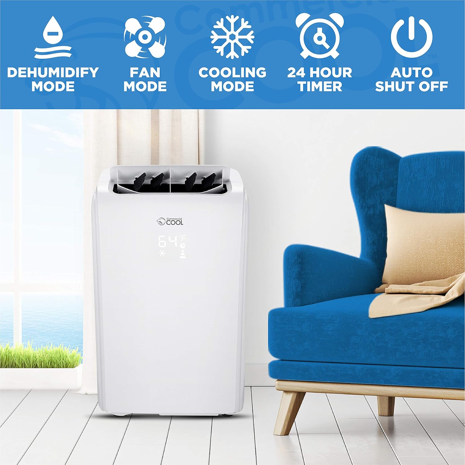 Commercial Cool 6,000 BTU DOE (10,000 BTU ASHRAE) Portable Air Conditioner with Remote Control, White