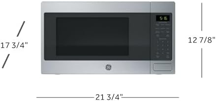 GE Countertop Microwave Oven, 1,150-watt Capacity, 1.6 Cubic Ft., 8 Auto Setting Cooking Settings, Child-Lock Technology, Kitchen Essentials for the Countertop, Dorm Room or Apartment, Stainless Steel