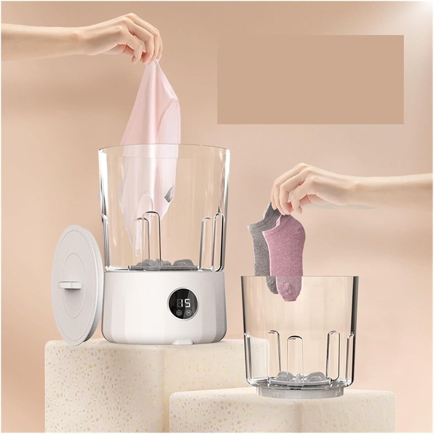 Portable Washer, Rechargeable Portable Washing Machine Underwear Cleaner Mini Washing Machine Dehydratable Laundry Bucket For Travel,for Apartments, Homes, and Dorms(White)