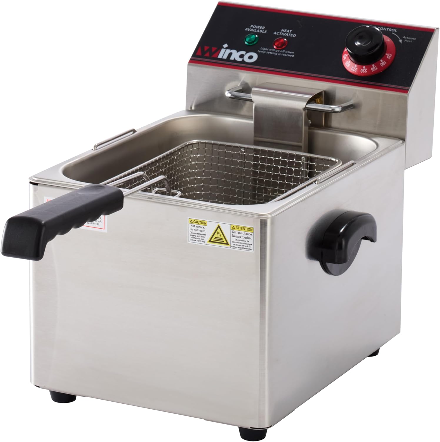 Winco EFS-16 Deep Fryer, electric, countertop single well, Silver, 16.14 x 9.65 x 13.58 inches