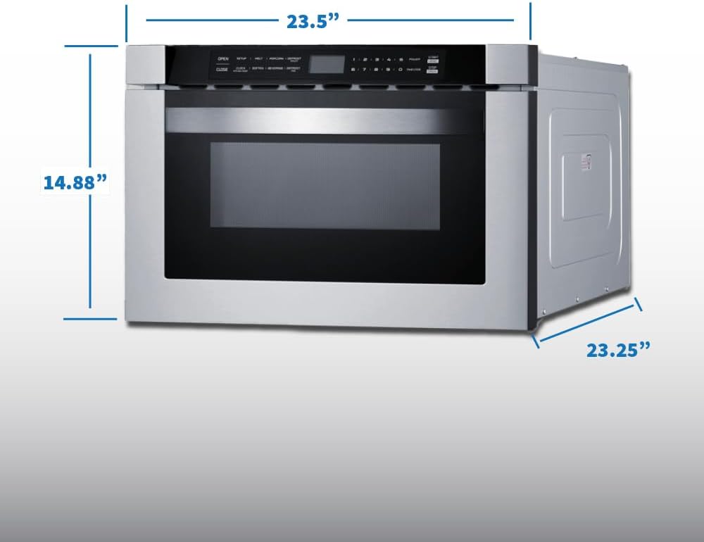Summit 24” Built In Microwave, 1.2 cu.ft. Drawer Microwave, ADA Compliant, Black & Stainless Steel - MDR245SS (24 Inch)