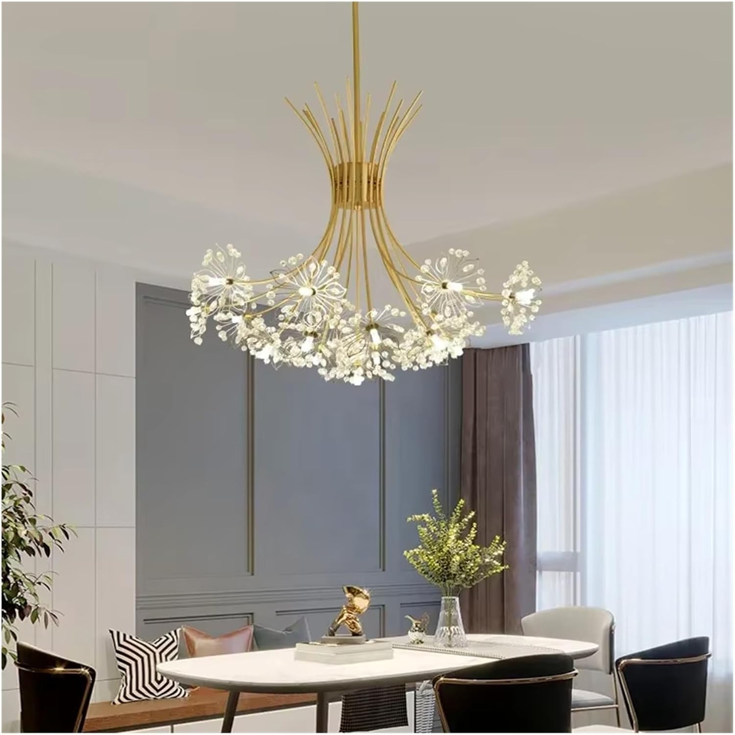 Luxury Crystal Pendnat Lights Flower Shape Creative LED Chandeliers for Living Dining Room Home Decor,Household