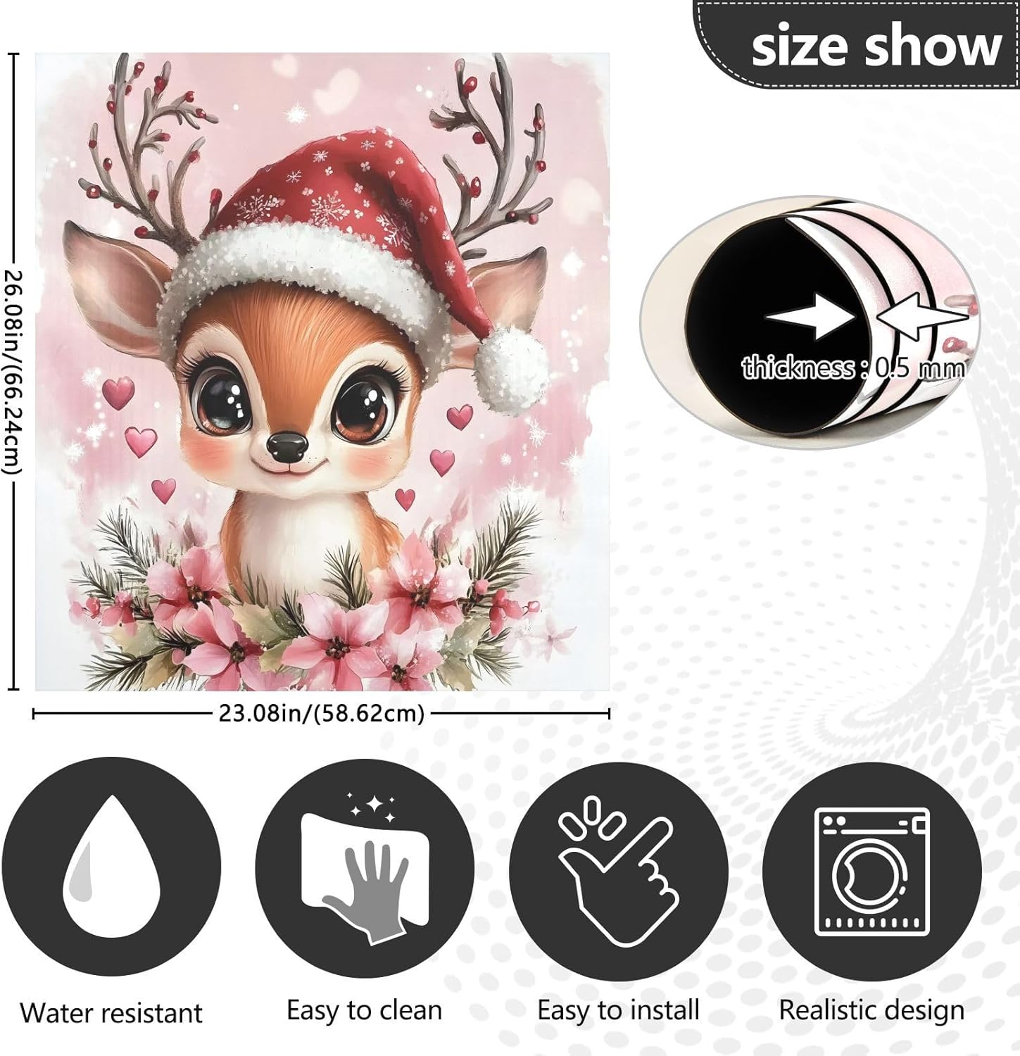 Dishwasher Magnet Cover Large Magnetic Stickers Cute Deer Pink Flower Front Dishwasher Cover Reusable Decal for Home Kitchen Anti-Scratch Refrigerator Decorative Lid Washing Machine Laundry 23