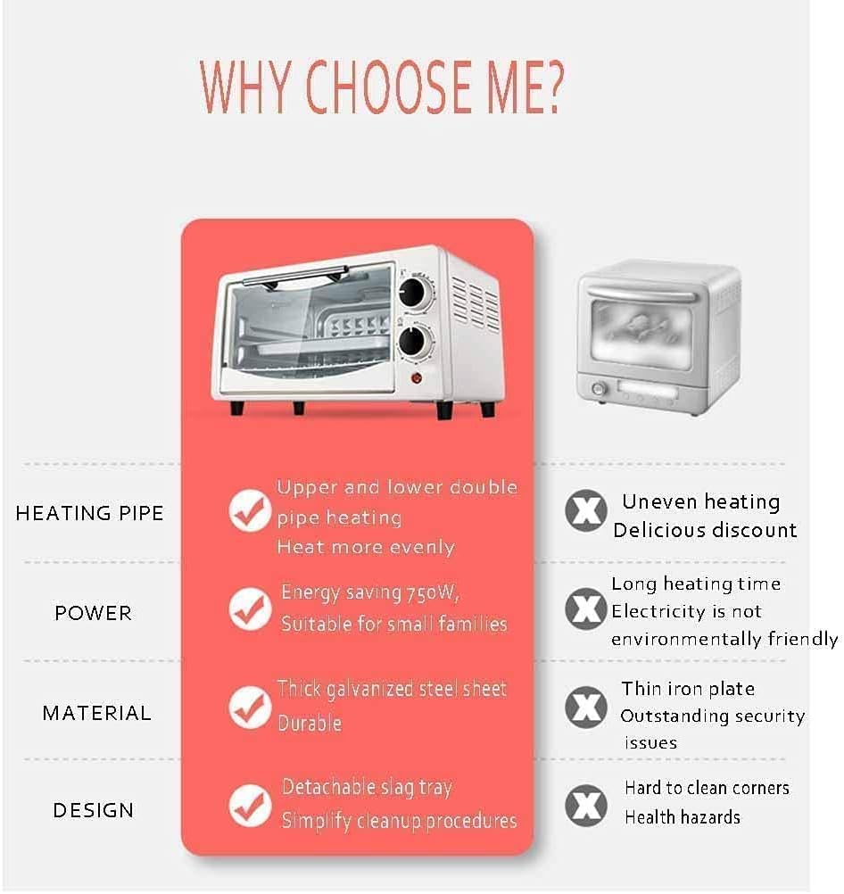 oven mini oven air fryer oven Mini Oven, 10L Convection Countertop Toaster Oven Multi-Function Air Fryer Digital Electric Oven Rotisserie Roaster Cooker Toaster Oven Air Fryer, (Color : White) ( Col