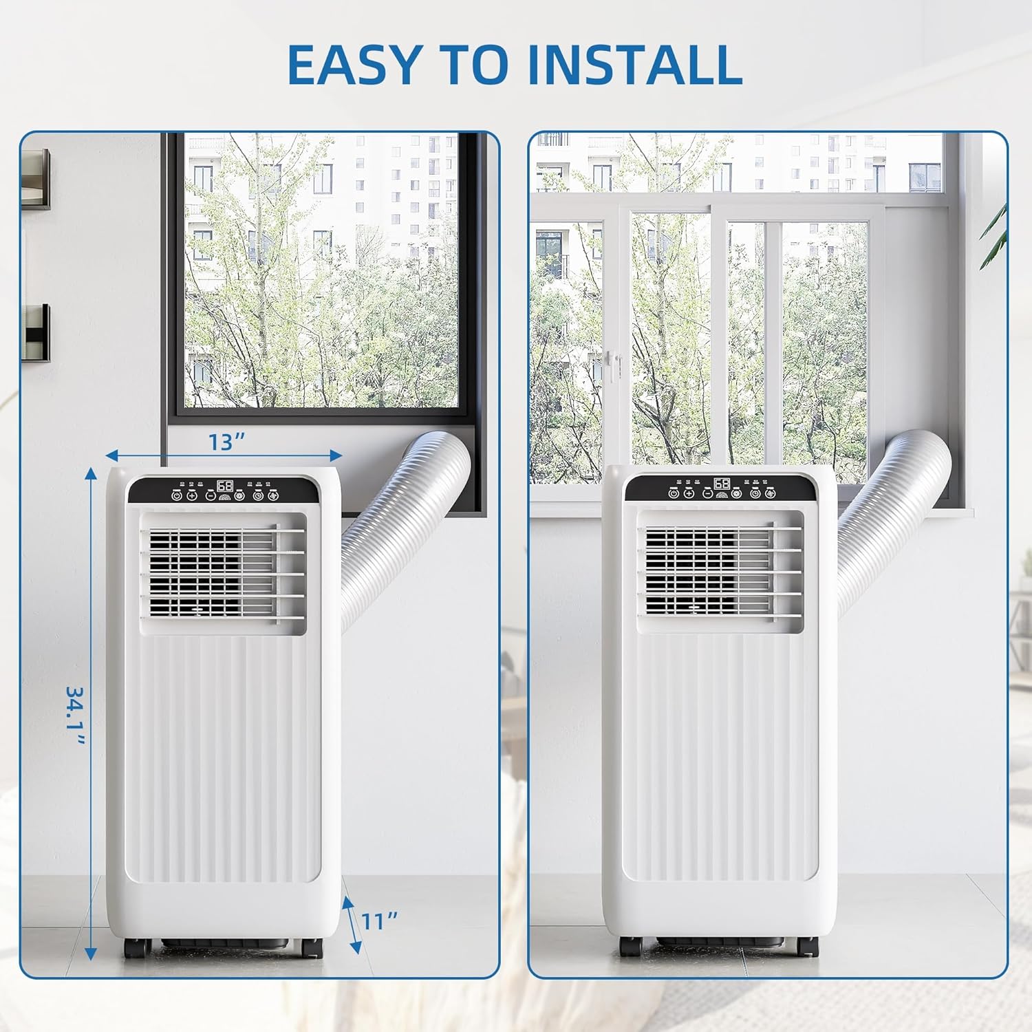 8000 BTU Portable Air Conditioners Cool Up to 350 Sq.Ft,3 IN 1 Cooling AC Unit with Remote Control/LED Display/24Hrs Timer,Ultra-Quiet 50dB,Sleep Mode for Bedroom, Living Room, Office