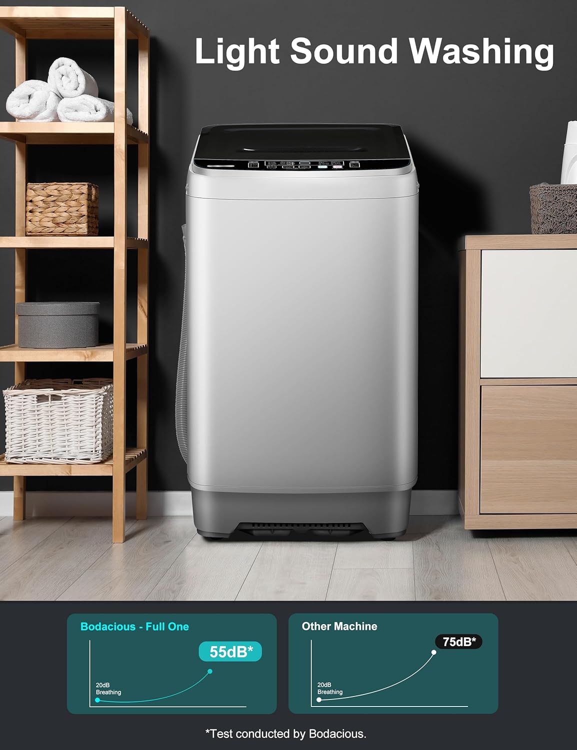 Portable Washing Machine - Compact 2.0 Cu.ft Portable Washer, Full-Automatic Top Loader for Space Saving, Ideal for Apartments, Homes, and Dorms, 10 Wash Cycles, Low Noise, IPX4 with Drain Pump