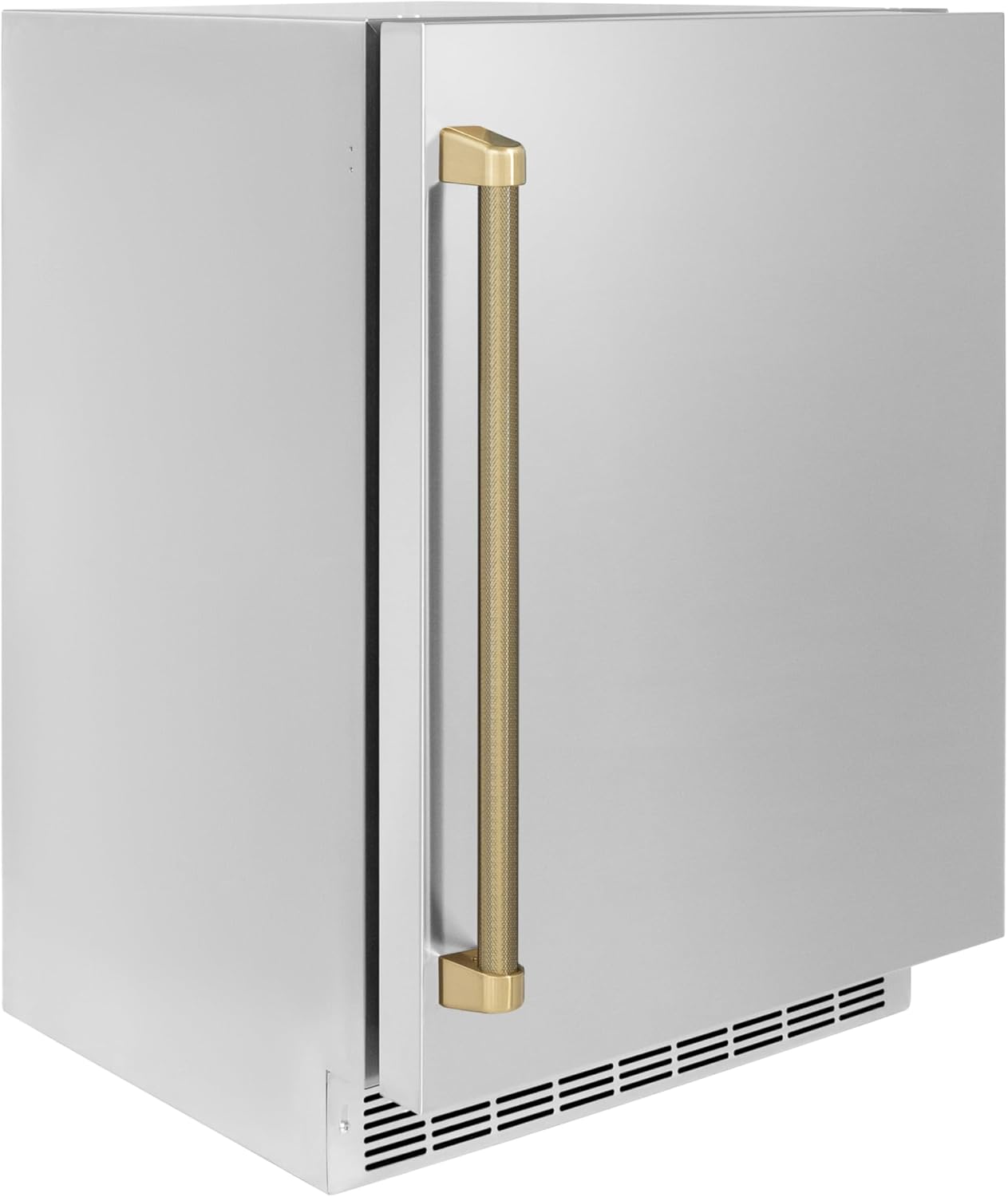 ZLINE Autograph Edition 24 in. Touchstone 151 Can Beverage Fridge with Solid Stainless Steel Door and Champagne Bronze Helix Handle (RBSOZ-ST-24-KCB)
