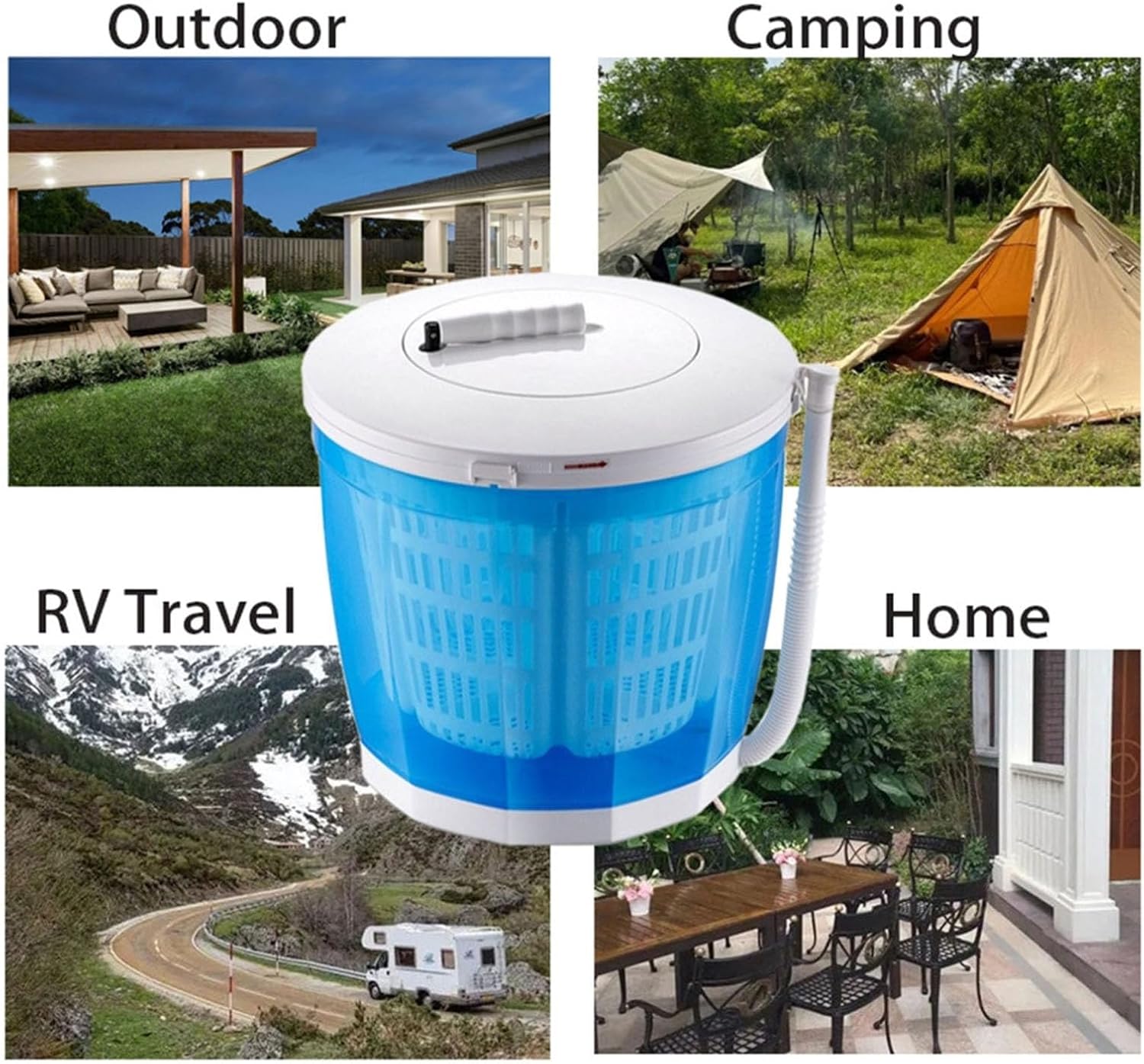 Portable Manual Laundry Washer and Spins Dryer Hand Crank Operated Washing Machine for Camping Travel Apartments