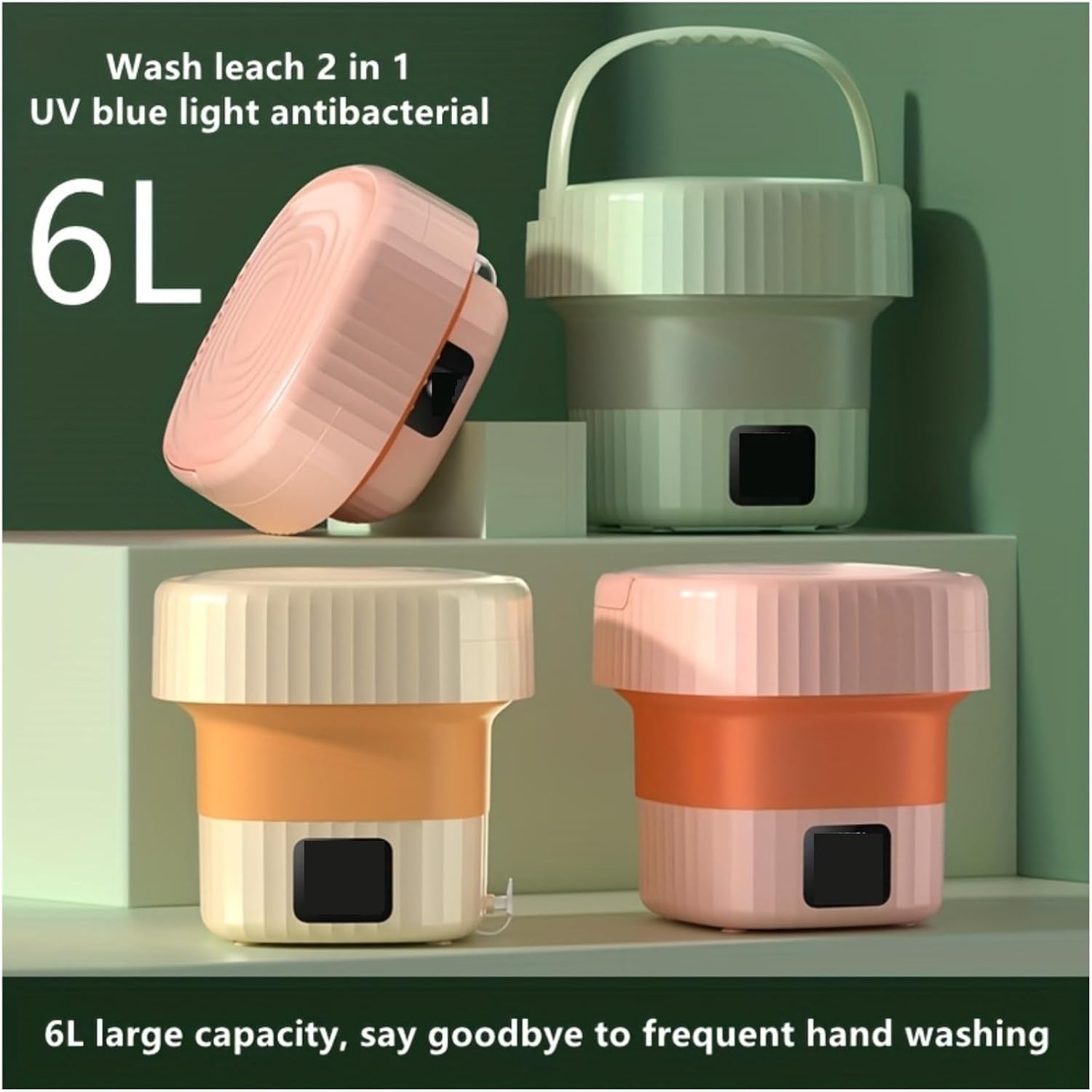 Compact Laundry. Folding Washing Machine, Multifunctional Socks Washing Machine, Small Dormitory Travel Outdoor Portable .Portable(Pink)