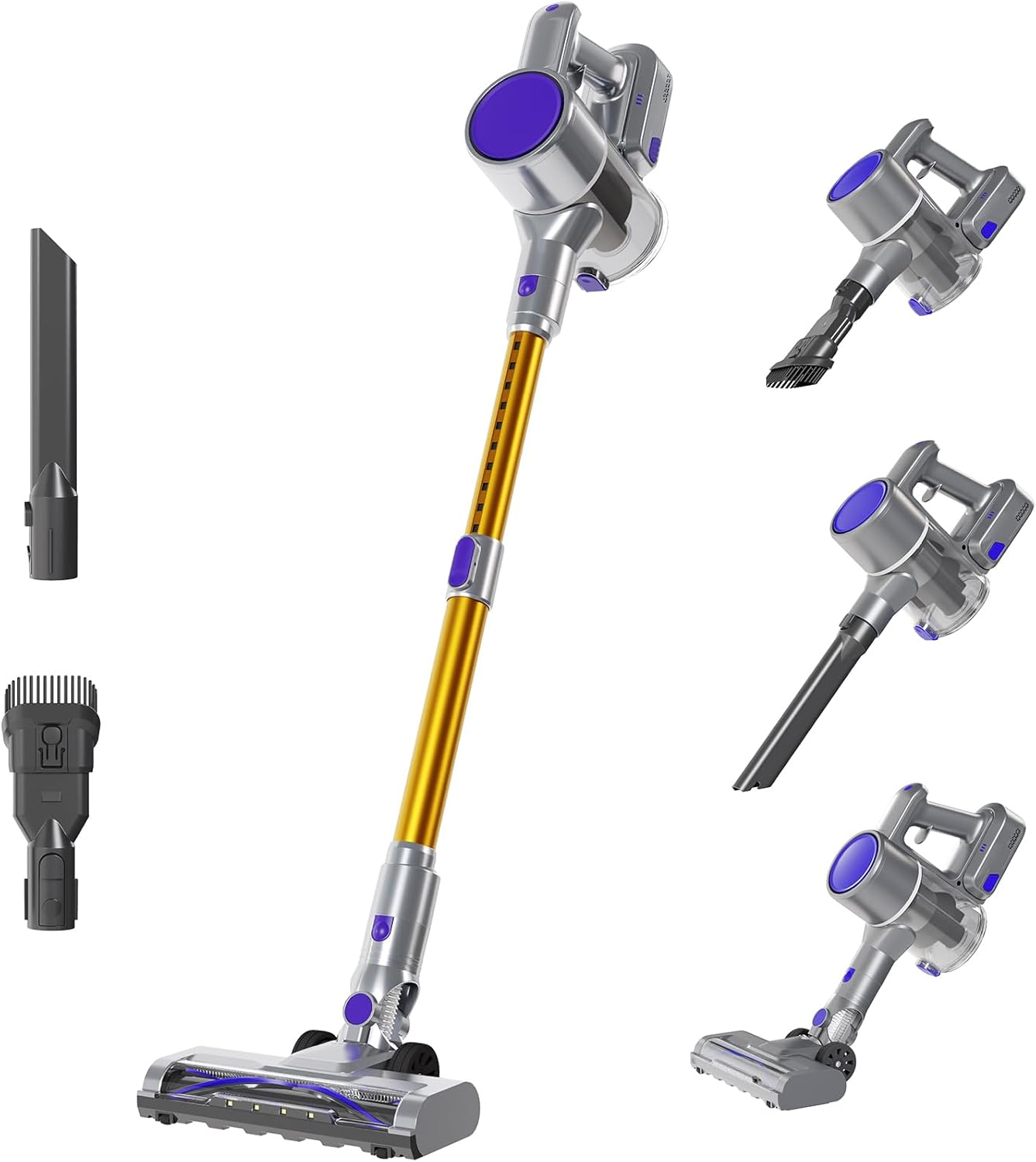 DUMOS Cordless Vacuum Cleaner, Lightweight Stick Vacuum Cleaners for Home, Powerful Suction & LED Lights Rechargeable Battery for Carpets, Pet Hair, Hardwood Floors