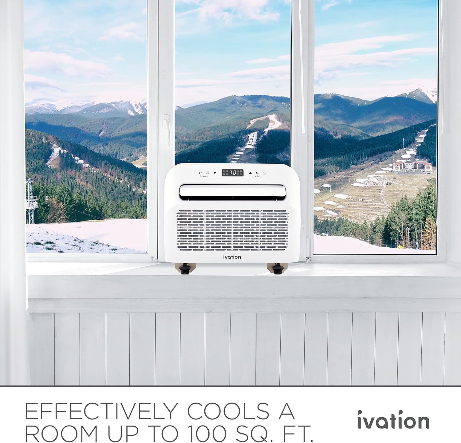 Ivation 6,500 BTU Camper Air Conditioner | Portable Over-the-Window Sill AC, Fan & Dehumidifier for RV, Caravan & Motorhome | Digital Display, Temperature Control, Timer, Sleep Mode, Whisper Quiet