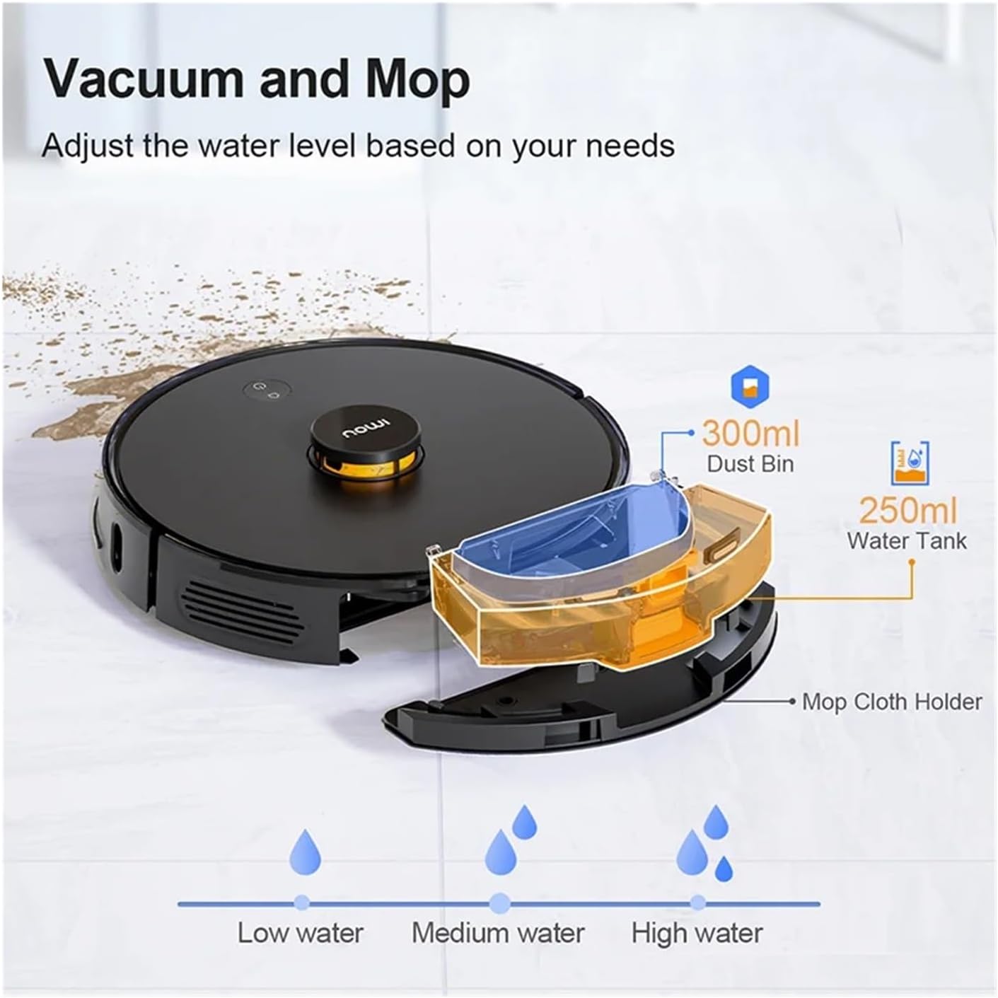 2 in 1 Water Tank with Dust Box Charging Dock，Compatible for TWINBOT 001 Robot Vacuum Cleaner Accessories Parts with Hepa Filter
