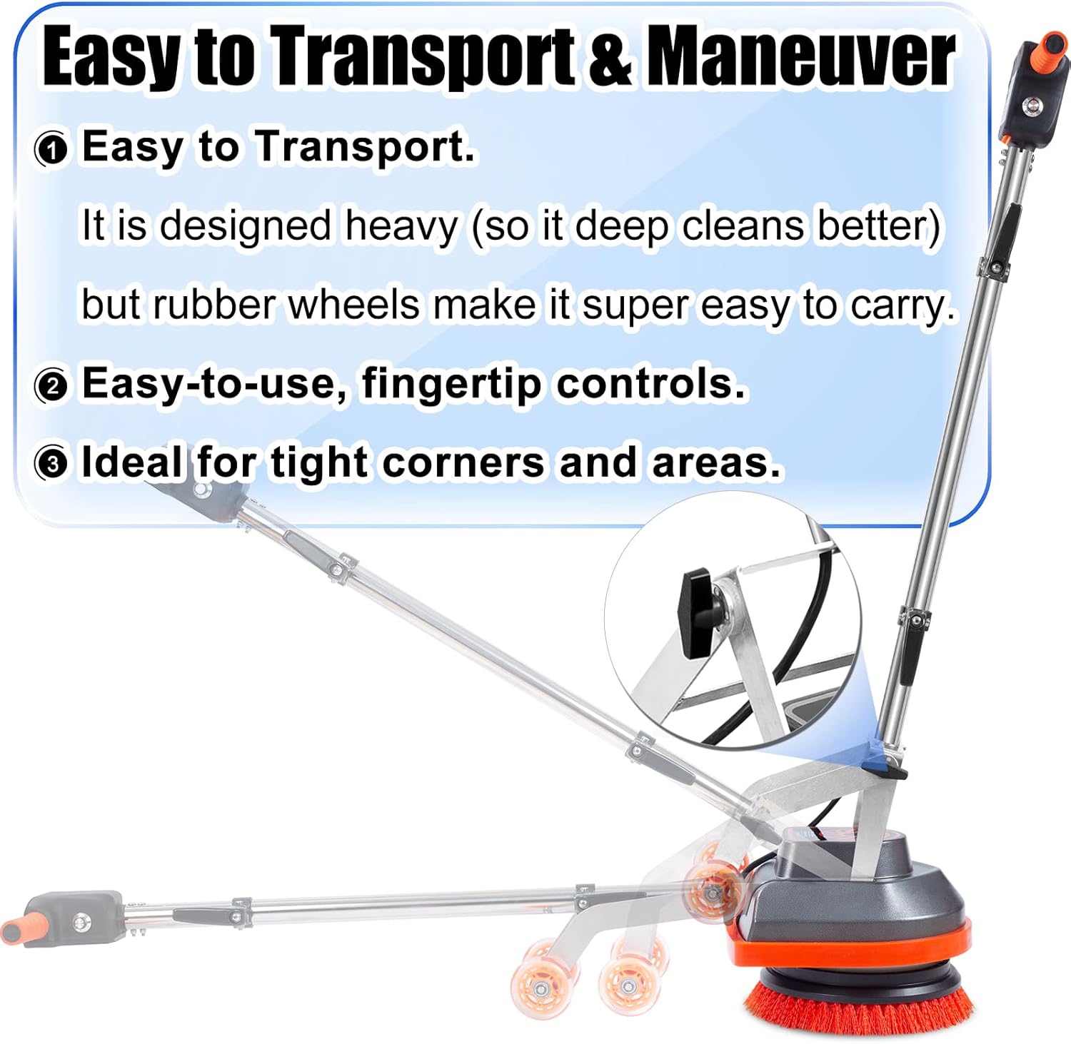 Commercial Floor Scrubber Machine, Heavy Duty Orbital Floor Cleaner, Multi-Functional Floor Buffer Polisher Machine- Deep Cleaning Tile and Grout, Hardwood Floors and Carpets with Ease, Orb-5