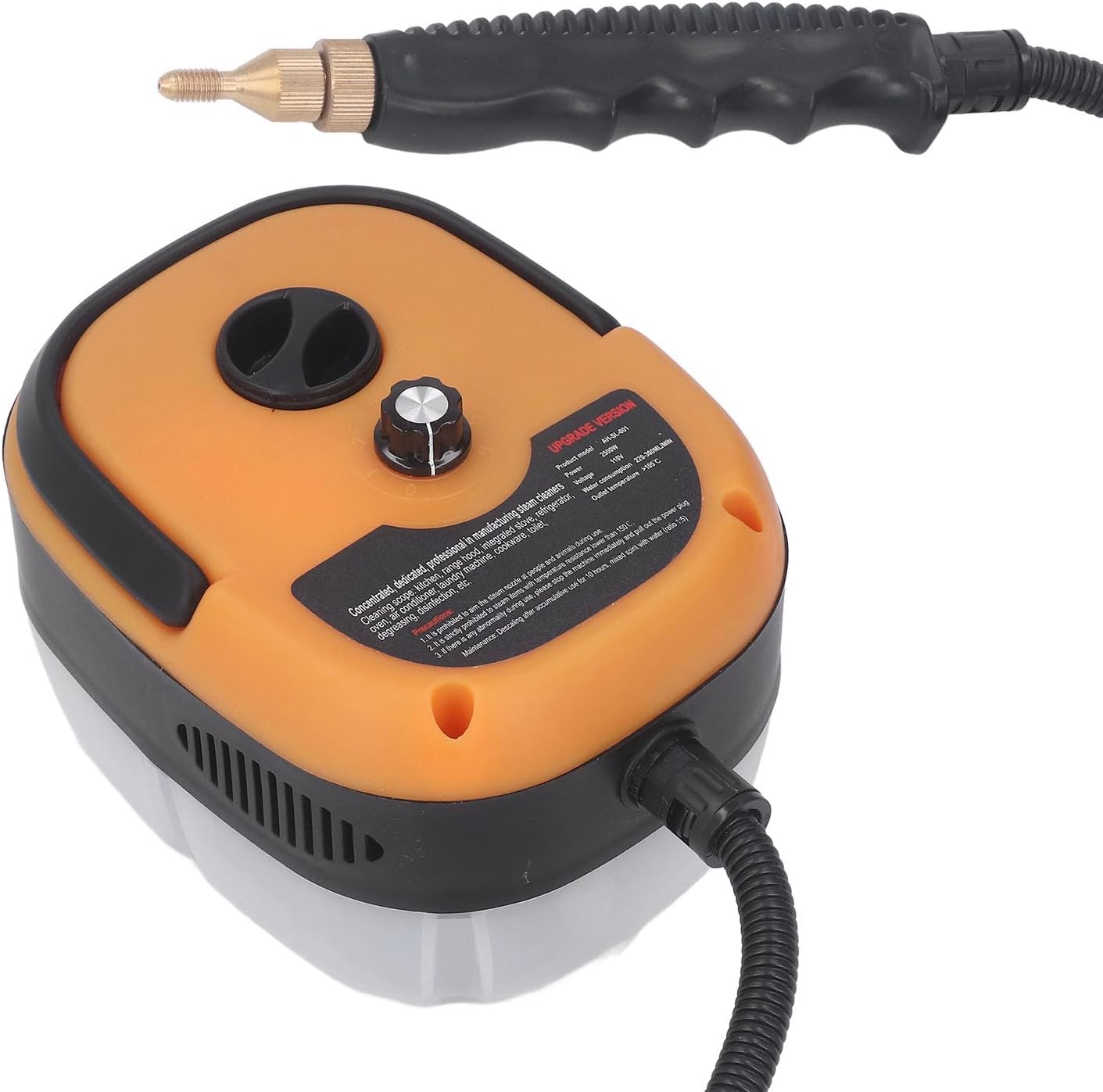 High Pressure Steam Cleaner, 2500W Portable Handheld Steam Cleaning Machine with Brush Heads, High Temperature, Circuit for Kitchen Furniture Bathroom Car (US Plug 110V)