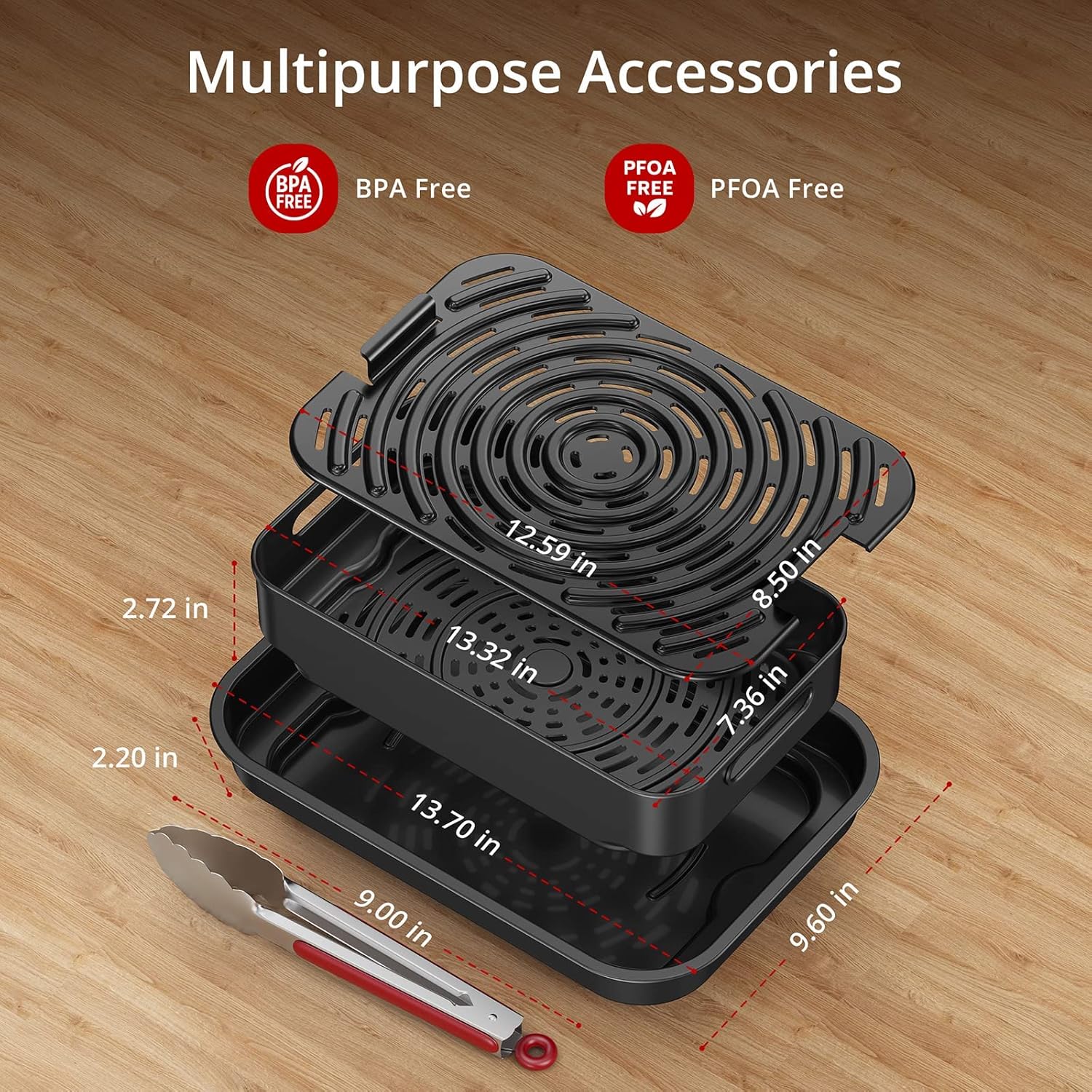 IDEALHOUSE 7-in-1 Indoor Grill Air Fryer Combo, Smokeless Electric Grill with Transparent Window, 1750W Power Reaches 450°f, Includes Nonstick Removable Plates, Silicone Tongs, 4QT