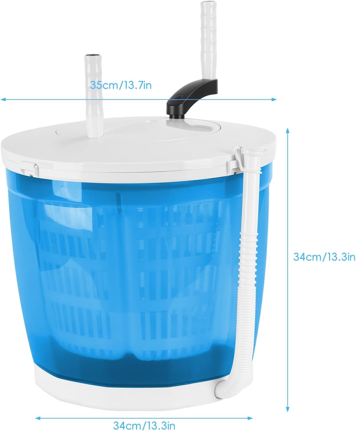 2 In1 Manual Clothes Washer, Portable Hand Crank Washing Machine Mini Dryer Spinner Labor Compact Laundry Machine for Camping, Dorm, Travel, No Electricity Needed, Suction Cup Base, 2kg Capacity Sky