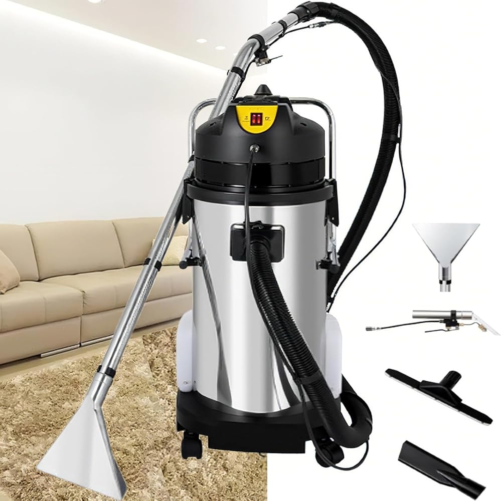 40L/11Gal Commercial Carpet Cleaning Machine, 3-in-1 Wet Dry Vacuum Cleaner for Carpet/Floor/Auto Detailing, 1049W 230mbar Suction, Stainless Steel Shampooer with 22.97ft Cord and Wheels
