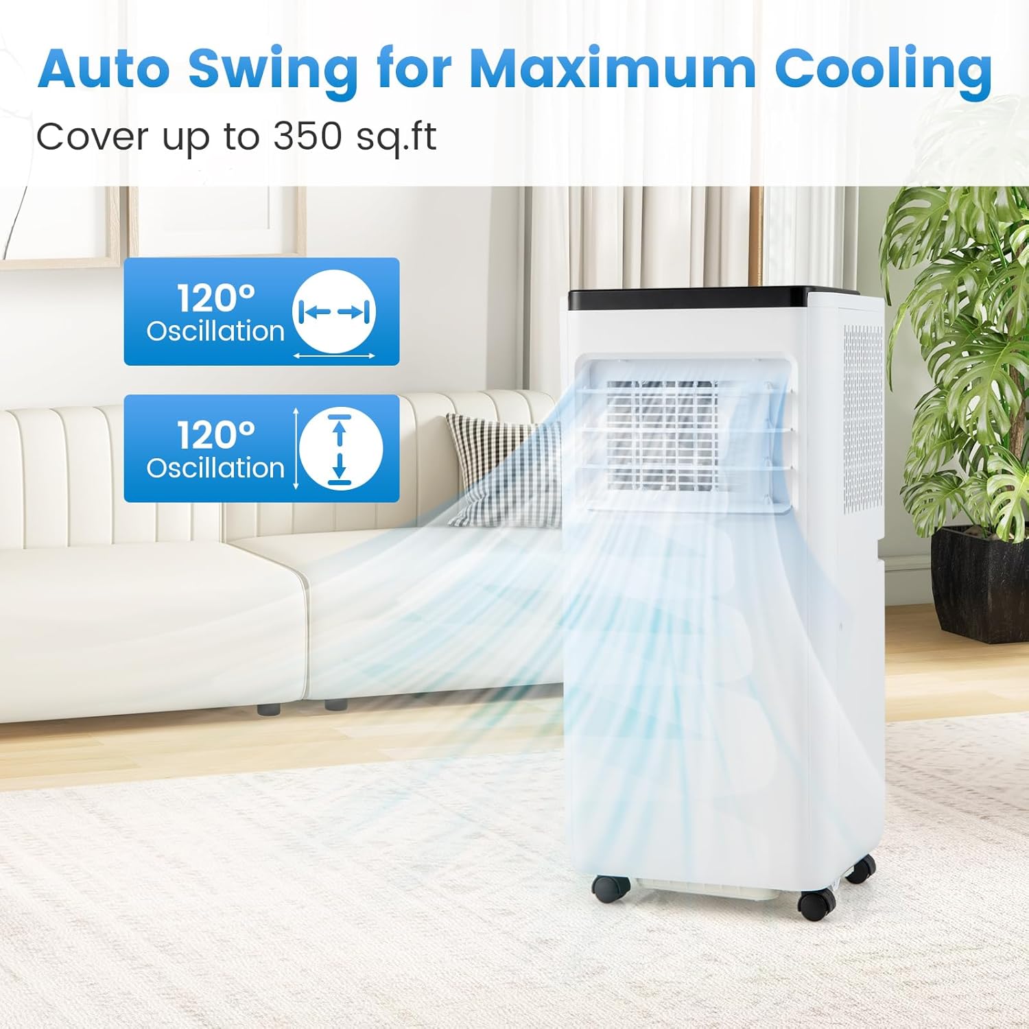 ARLIME 10000 BTU Portable Air Conditioner, Portable Air Cooler w/Remote Control, LED Display, Installation Window Kit, Casters, 1-24H Timer, Child Lock, AC Unit for Rooms Up to 350 Sq.Ft (10000 BTU)