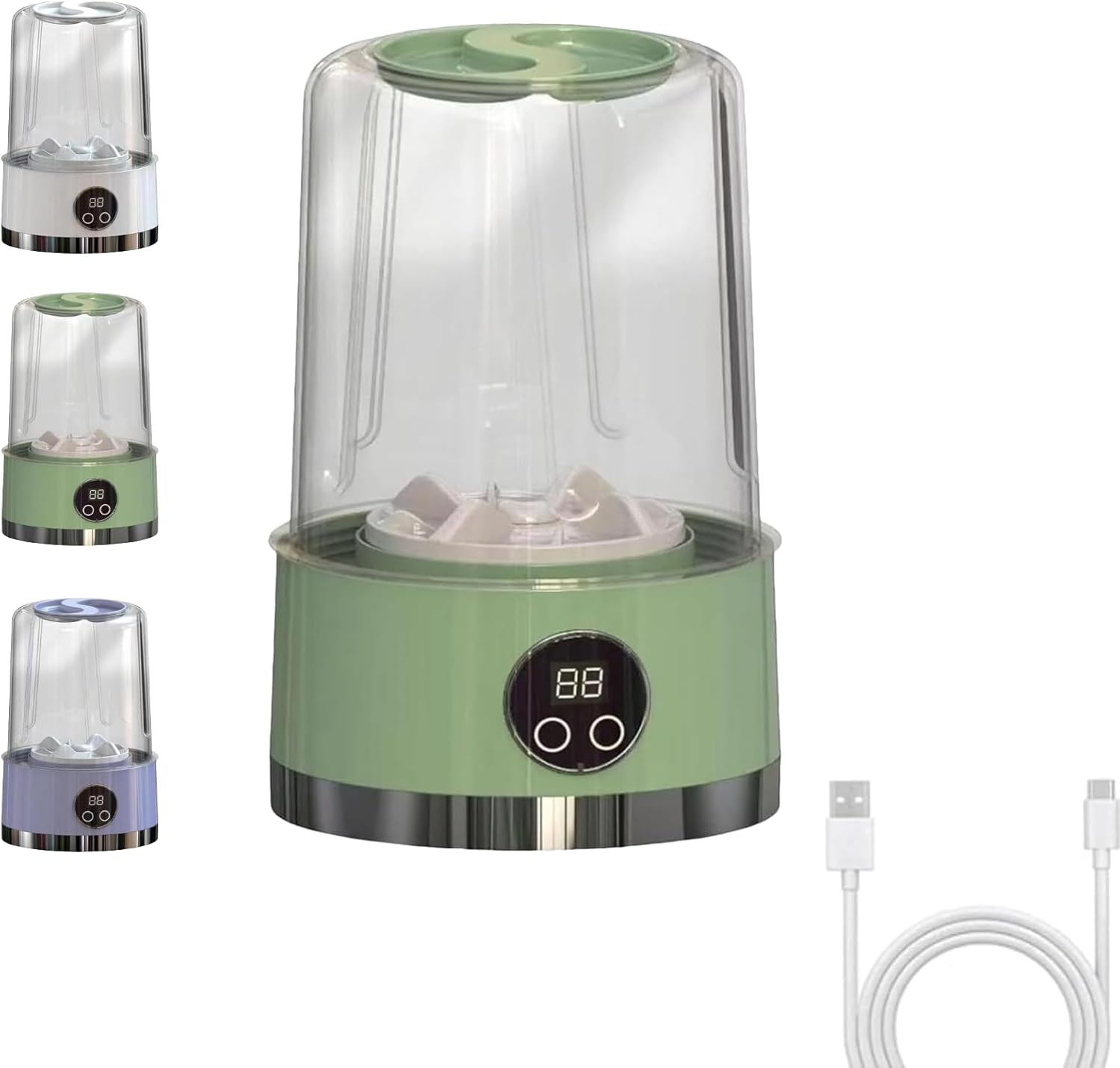 Underwear Washer, 2025 Upgraded Mini Washing Machine, Wireless Portable Laundry Cup, Portable Washing Cup,mart Laundry Cups For Bra Socks & Baby Clothes (Green)