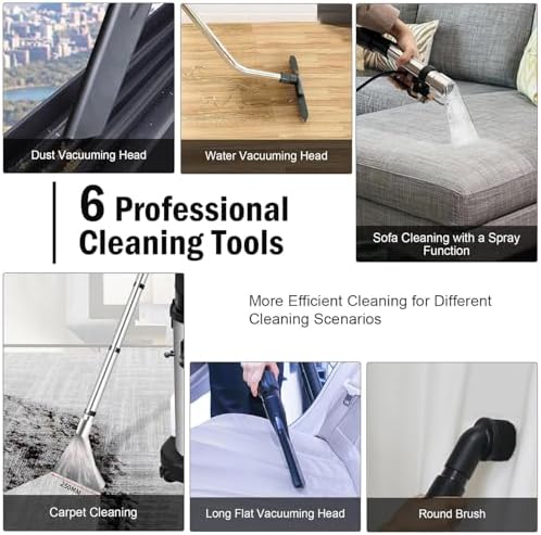 Portable Commercial Carpet Cleaning Machine - Vacuum Extractor & Shampooer for Sofas, Curtains, & Carpets - 60L Floor Scrubber & Dust Extractor for Home & Office