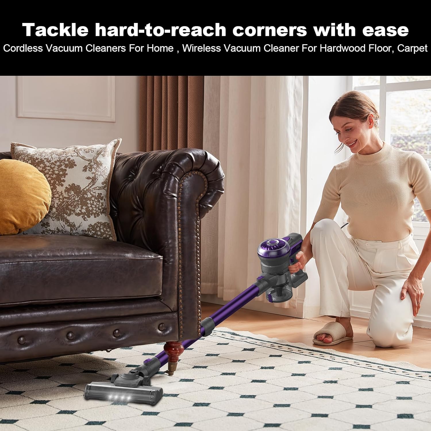 Cordless Vacuum Cleaner, Lightweight 2-in-1 Stick & Handheld Vacuum for Apartment, Pet Hair & Car Cleaning, S1