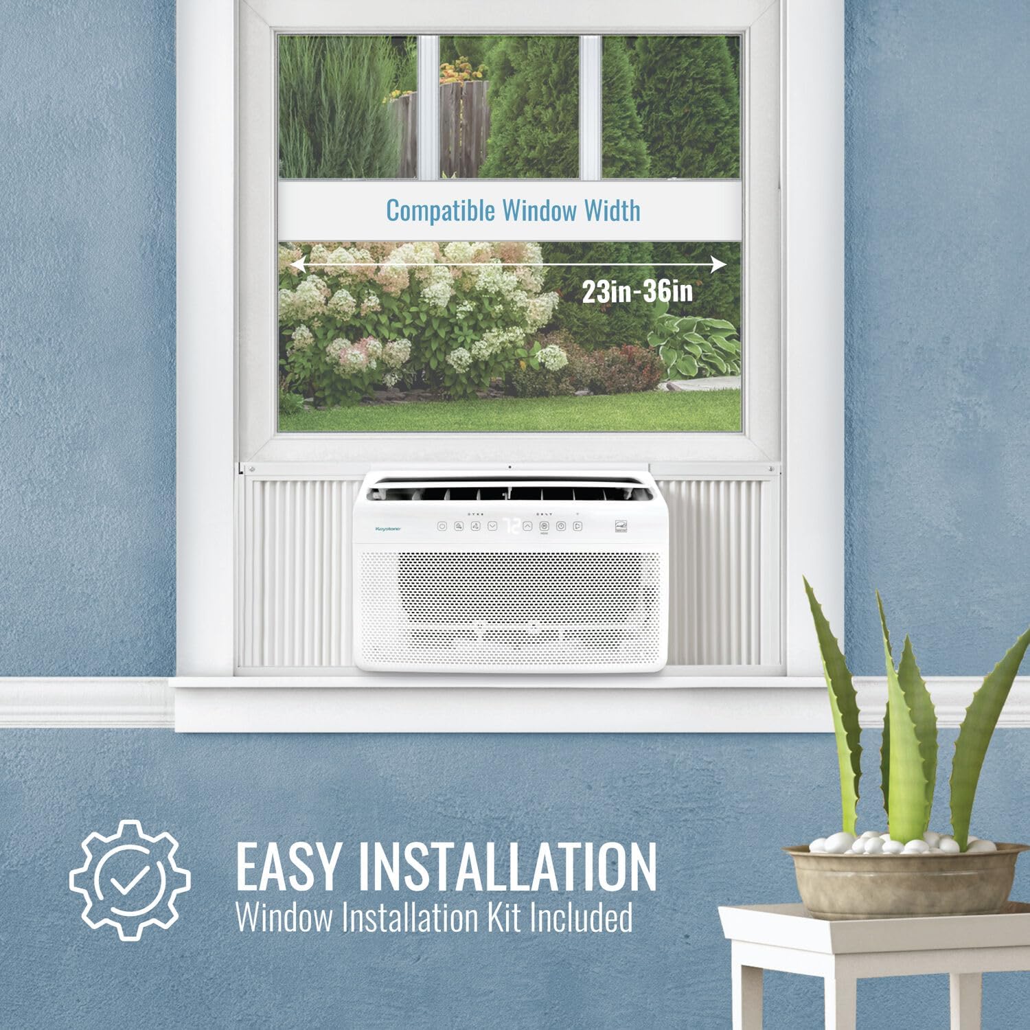 Keystone 10,000 BTU Window Mounted Inverter Air Conditioner, 115V, Energy Star Window Air Conditioner for Rooms up to 450-Sq.Ft. with Quiet Operation and Remote Control