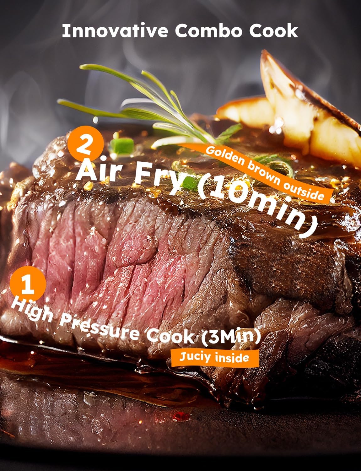 Nuwave Duet Air Fryer, Electric Pressure Cooker & Grill Combo, 540 IN 1 Multicooker with 3 Removable Lids, Slow Cook, Sautés, Dehydrator, 18/10 SS Pot, Sure-Lock Safety Tech & 13 Deluxe Accessories