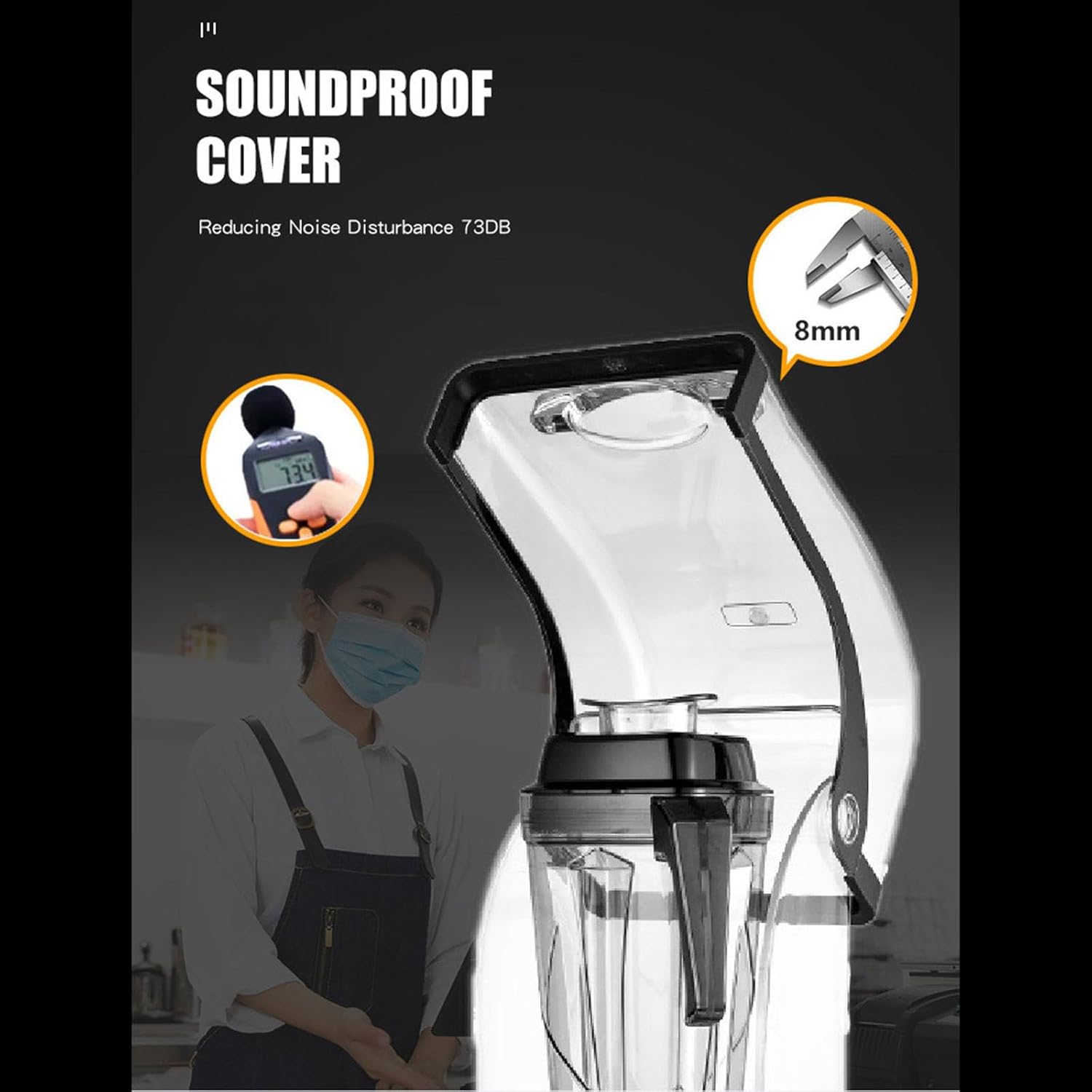 Professional Blender, Commercial Quiet Blender Soundproof Blender 2500ML with Cover for Crushing Ice,Smoothie,Puree,Blender