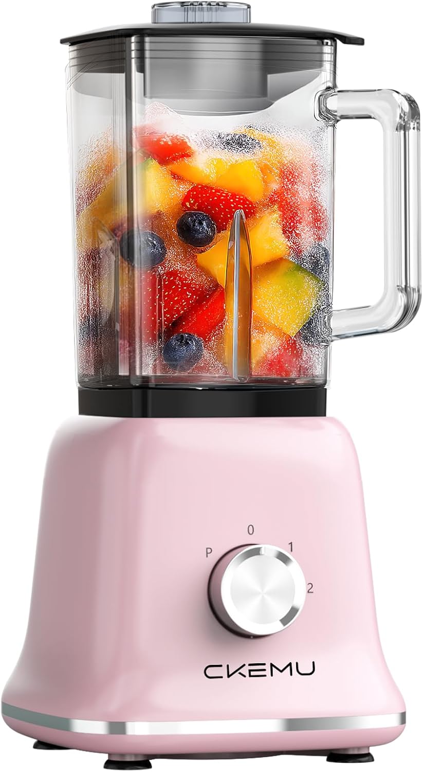Professional Blender For Smoothies, 58 Oz Glass Jar, Glass Blender Including Puree & Crush Ice Functions, 750 Watts, Macaroon Pink, B02