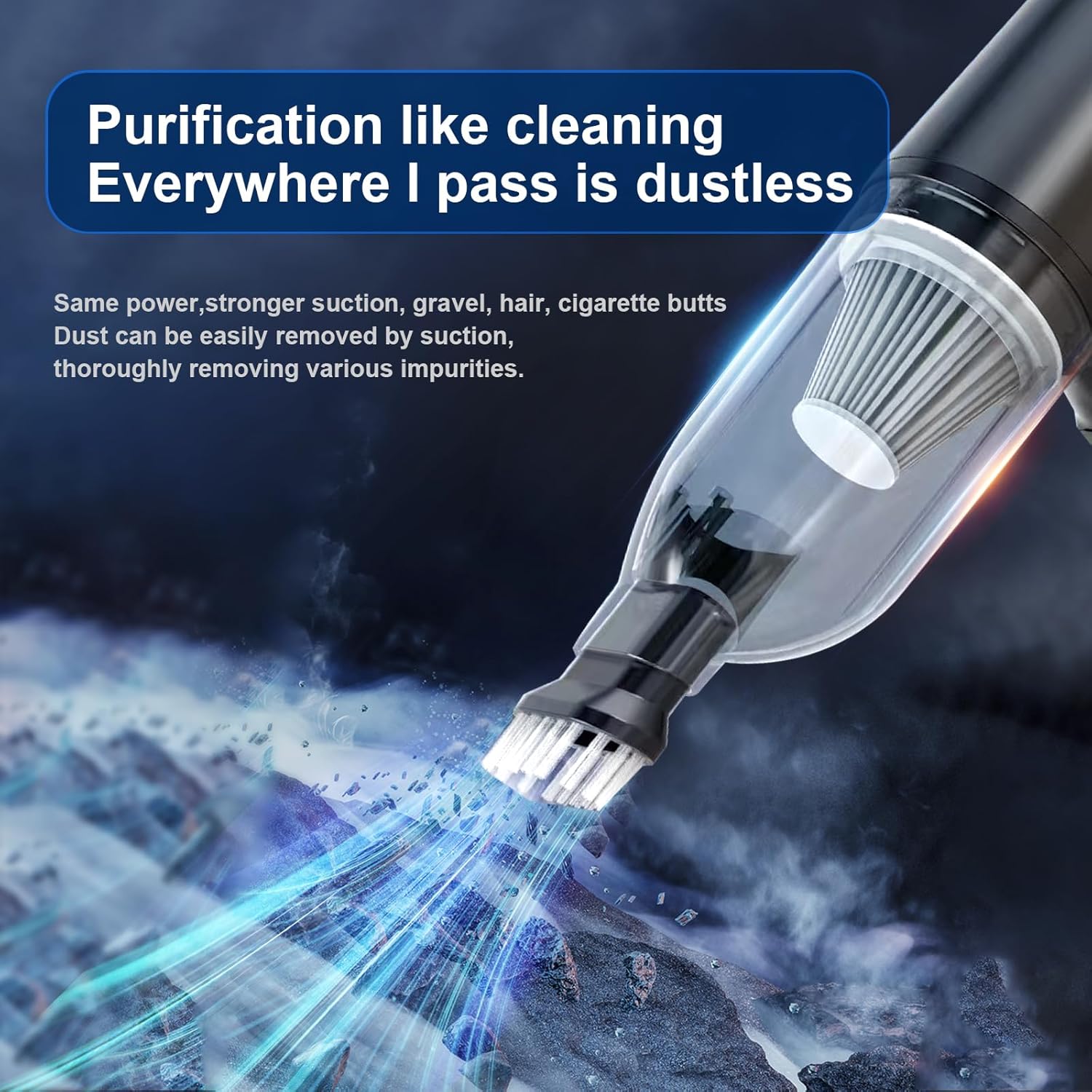 Black 20000PA Automobile Vacuum Cleaner, Powerful Car V-acuum Cleaner,40 Minutes Runtime,4 in 1 Ultra-Light Mini Cordless Vacuum Cleaner for Home,Car,Travel