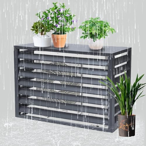 Aluminum Alloy Air Conditioner Fence, Support for Waterproof Plants, Privacy Fence, Theft Proof, Sturdy, Noise reducing(Gray,110cm)