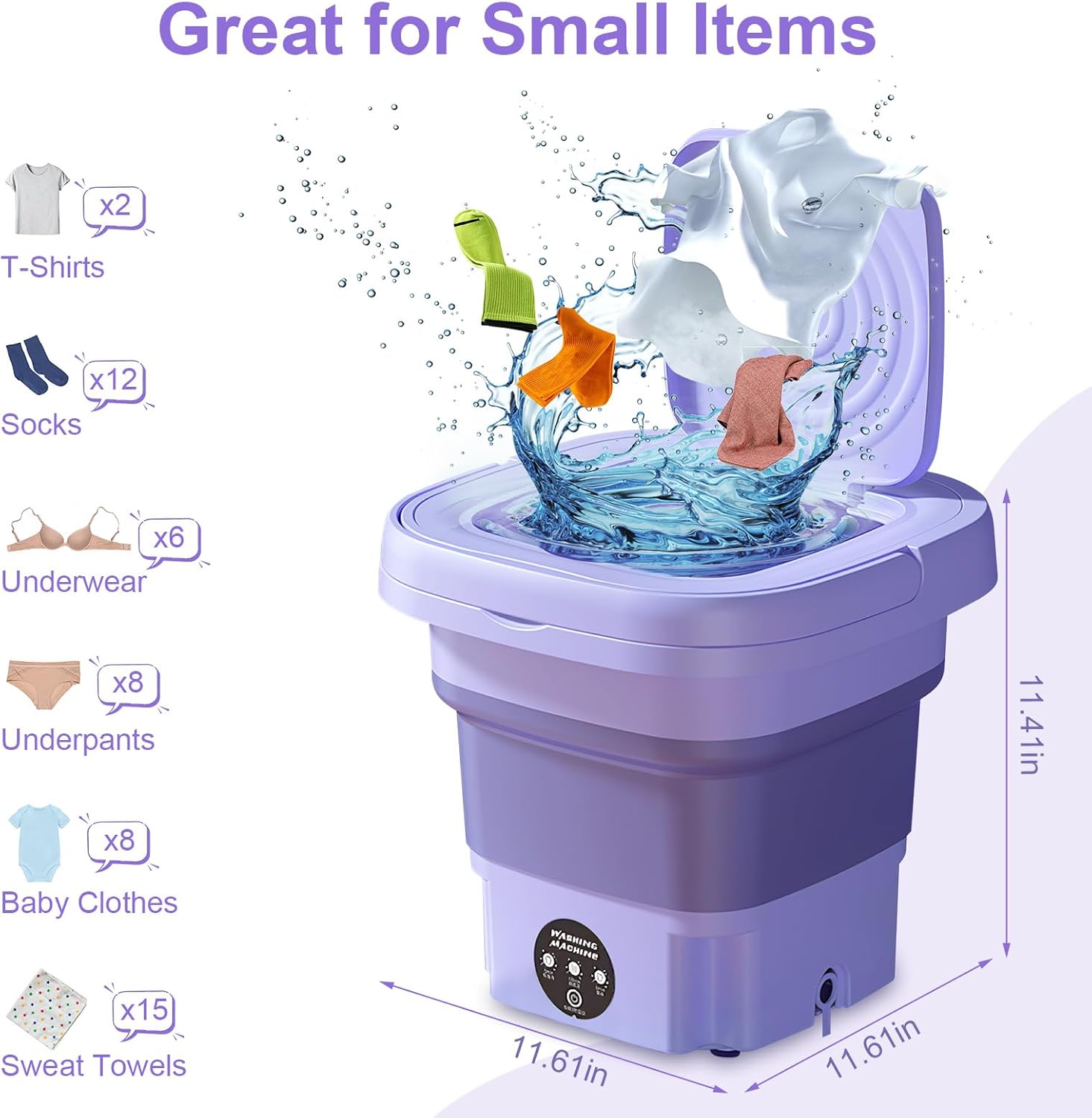 Portable Washing Machine,Mini 12L Foldable Washer and Dryer with 3 Modes Deep Cleaning,Upgraded Small Collapsible Laundry for Travel,Apartments,Dorm,Sutiable for Underwear,Socks or Others (Blue)