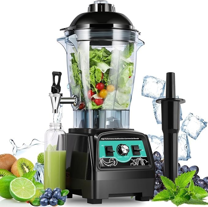 Huanyu Commercial Juice Blender 6L 2800W with Faucet Large Capacity High Speed Rotation Multi-purpose Crushed Fruit/Vegetable Juice/Baby Food/Soy Milk/smoothie Overheating Protection 110V