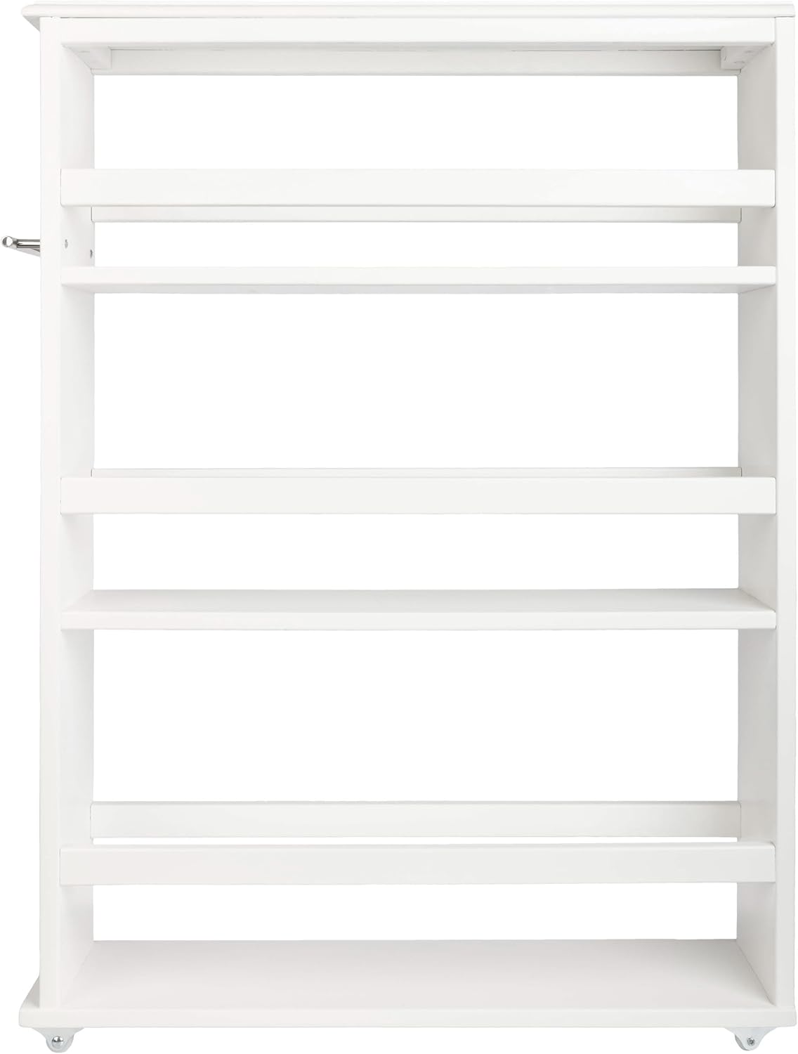 Slim Rolling Storage Cart - 4 Tier Utility Cart with Handle and Wheels for Bathroom, Kitchen and Laundry Room - Storage Shelves by Lavish Home (White)