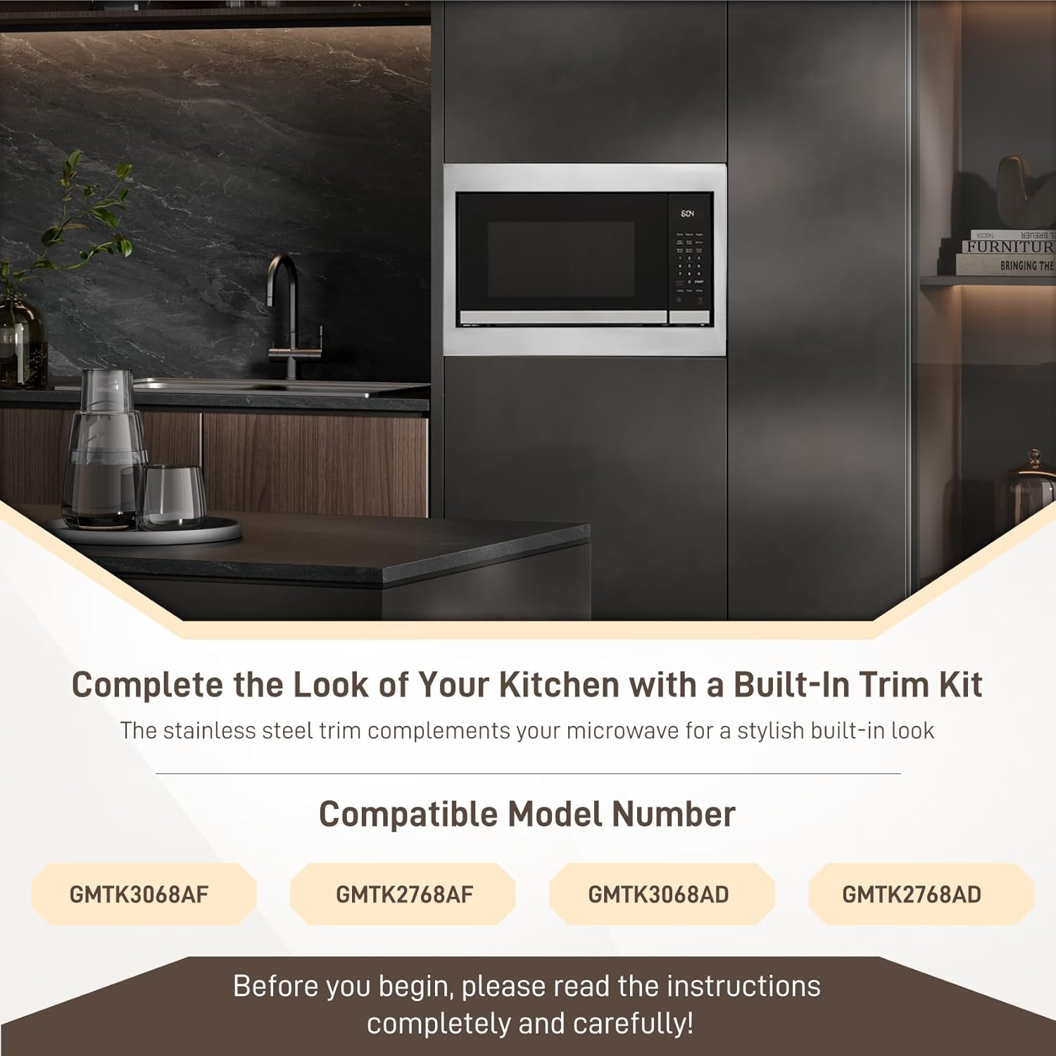 GMTK2768AF Microwave Trim Kit in Stainless Steel Compatible with Frigidaire Gallery Built-in Microwave Model GMBS3068AF, 27 Inch Trim Kit Certified by UL & cUL for a Stylish Built-in Look