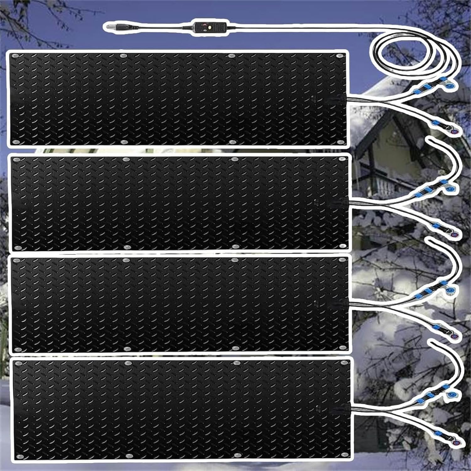 AMNOOL Snow Melting Walkway Mat Roof Heat Panel for Ice Dams Non Slip Rubber Heated Mat Black Roof Heated Outdoor Mats for Winter