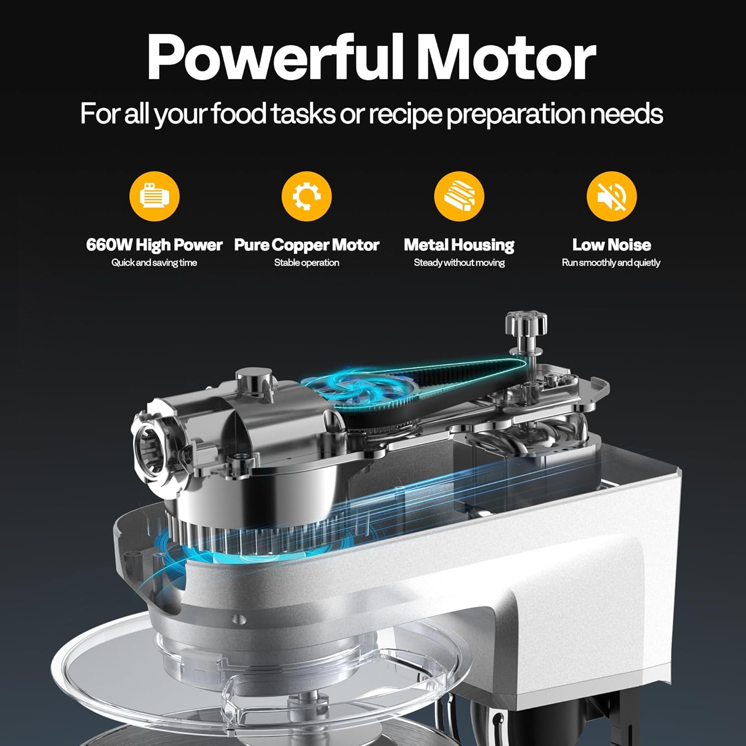 VIVOHOME 6-in-1 Stand Mixer, 8.5 Quart Electric Tilt-Head Kitchen Mixer with Bowl, Multifunctional Food Mixer for Cake, Bread, and Dough, with Meat Grinder, Blender, Pasta Maker Attachments, Silver