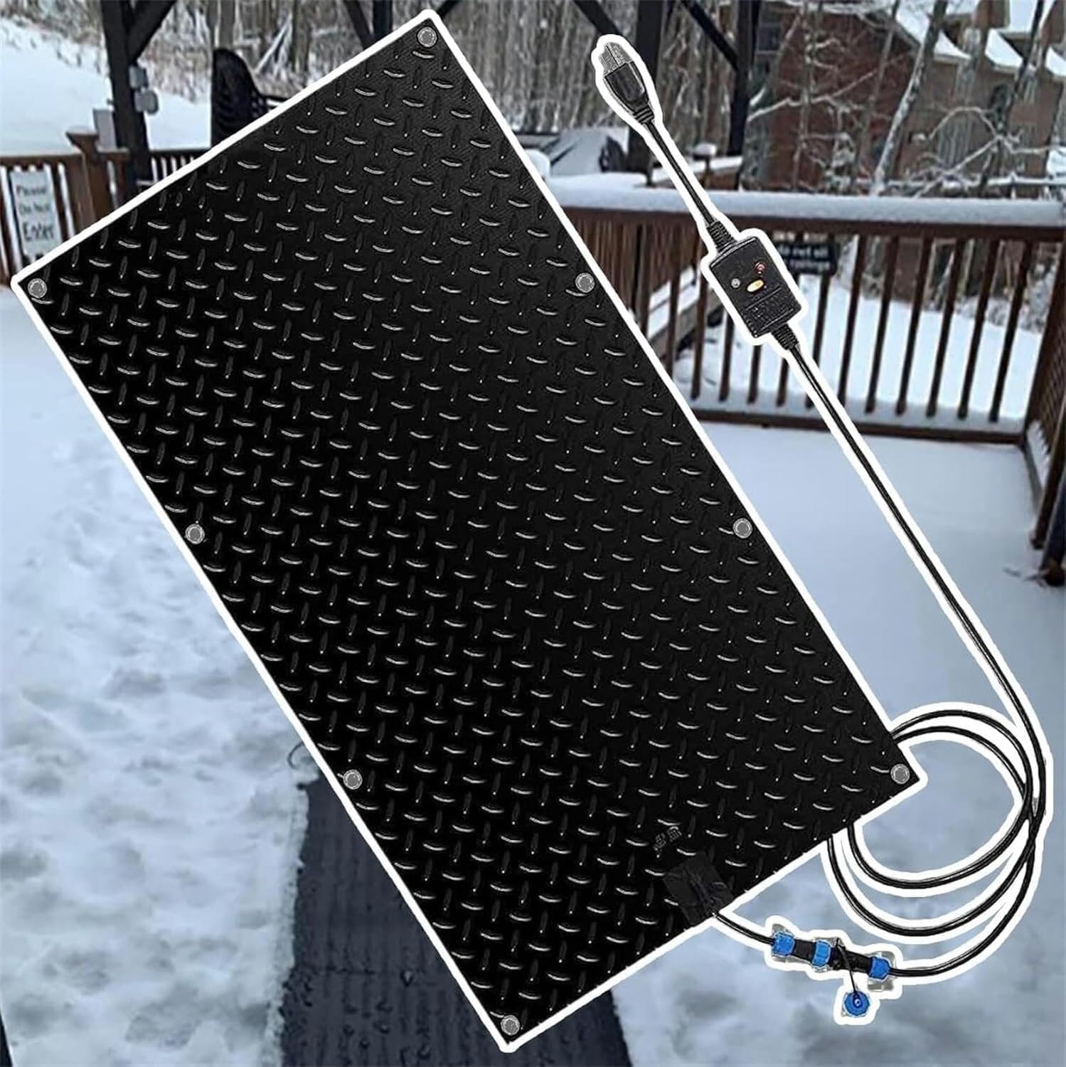 Heated Snow Melting Mat, 1/2/3/4/5 Pieces Non-Slip Rubber Heating Mat, Heated Outdoor Mat with 5ft Power Cord Winter Anti-Slip Snow Removal and Ice Melting Products(1 Pcs,30x90cm/12x36in)