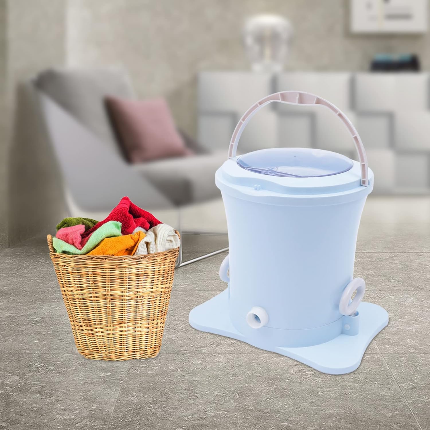 Clothing Spinner Dryer Compact Spin Dryer Mini Clothes Dryer, Manual Laundry Dryer Non-Electric Laundry Drying Machine (4~8 Pieces of Spring & Summer Clothes, 1~3 Pieces of Autumn & Winter Clothes)