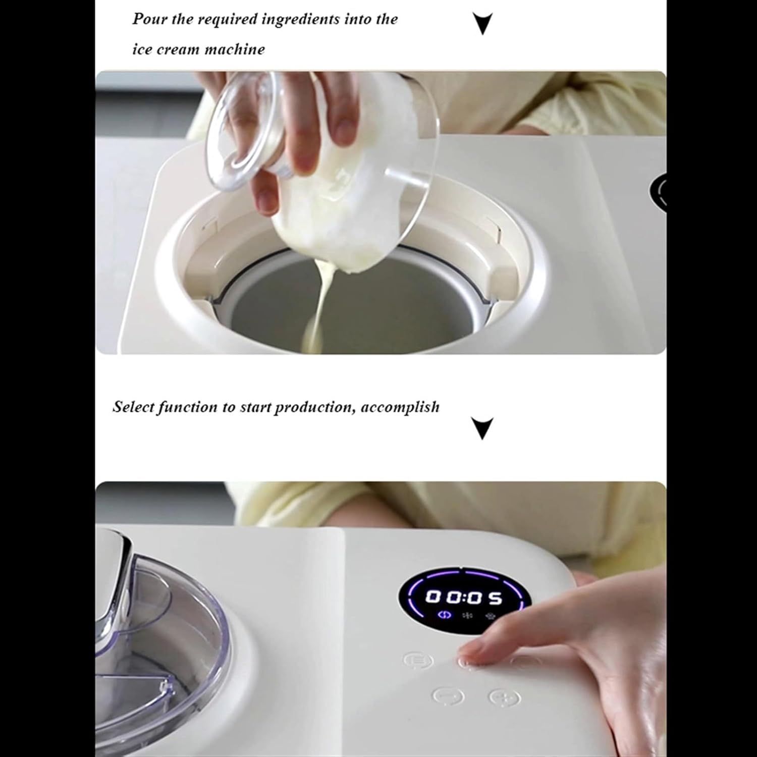 Ice Cream Maker Ice Cream Machine Household Small Automatic Refrigeration Cone Popsicle Maker LCD Display 1200ML Large Capacity Table Top Ice Cream Machine，Fun Kitchen Appliance