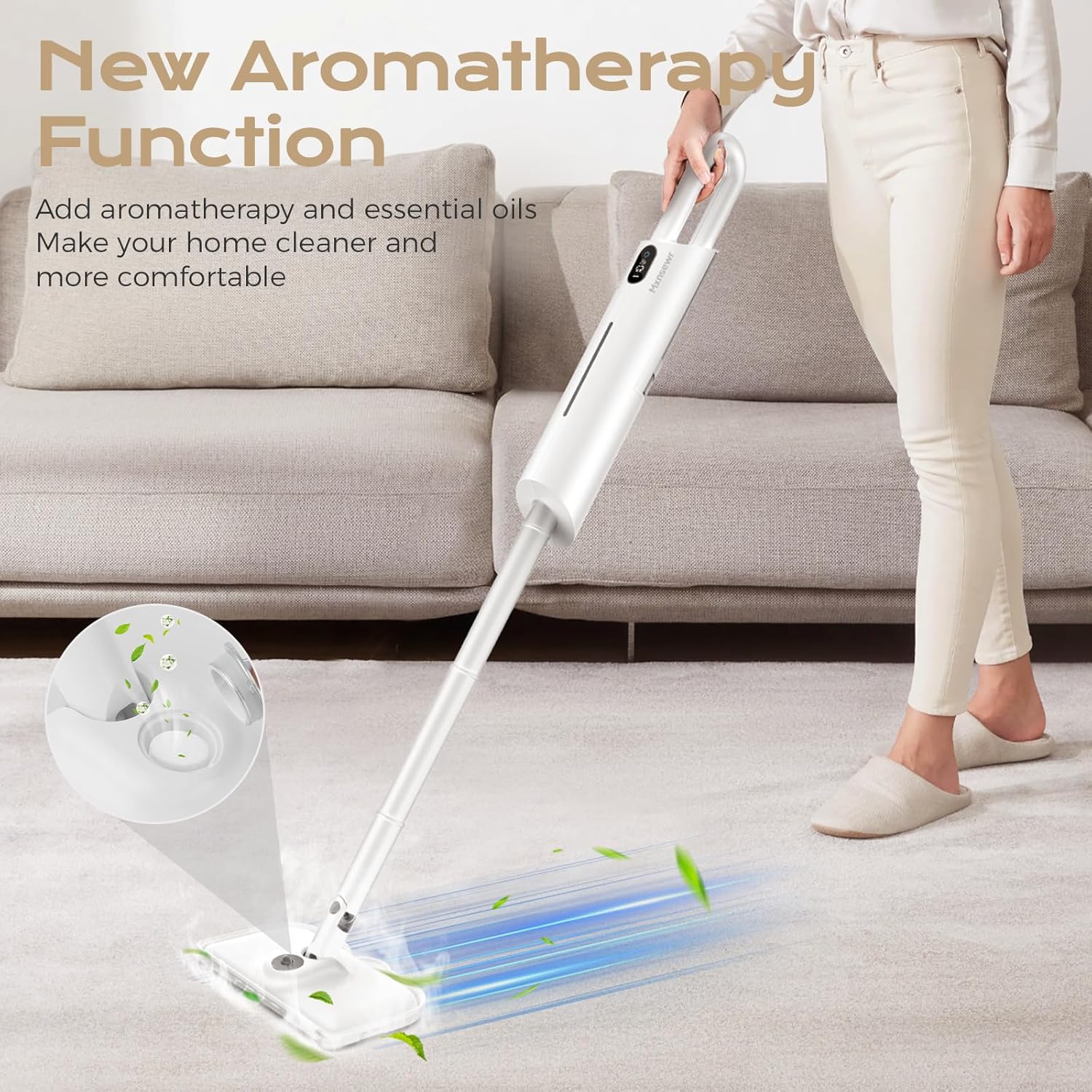 Steam Mop All-in-one for Floor Cleaning, MultiPurpose Steam Cleaner for Home with 13 Accessories, Detachable Handheld Floor Steamer with Scent Container and strap for Hardwood,Tiles & Carpet（White）