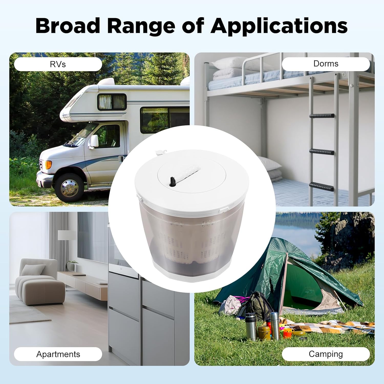 Hand Crank Washing Machine, 2 in 1 Non-Electric Compact Manual Washing Machine, Portable Mini Clothes Washer and Spin Dryer, Manual Laundry Machines for RV Travel Camping