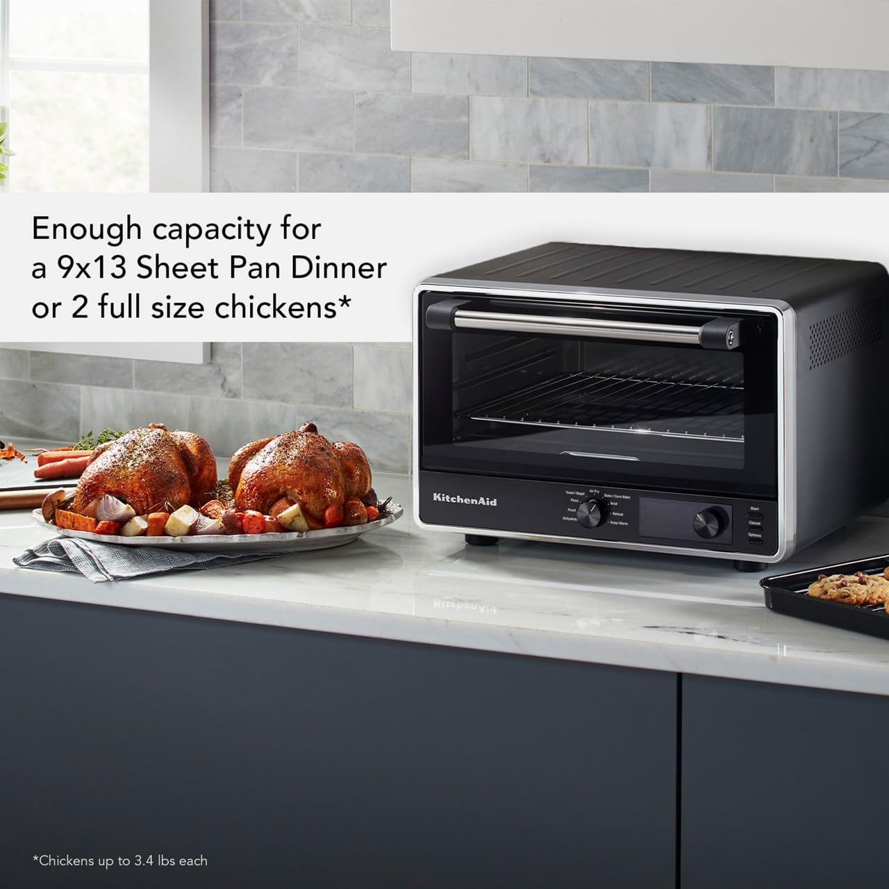 KitchenAid Digital Countertop Oven with Air Fry & Pizza Stone, KCO128BM, Black Matte