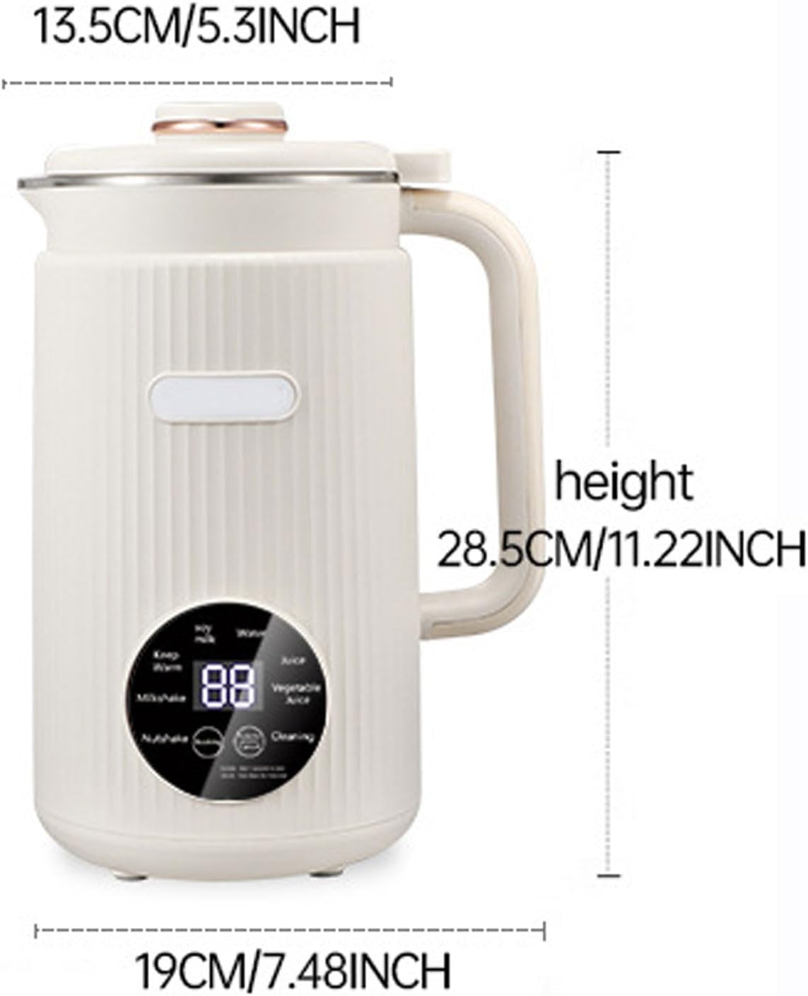 Irishom Nut Milk Maker, Soy Milk Maker Programmable Blender with Digital Display 12 Stainless Steel Blades Auto Cleaning 8H Keep Warm Function (White)