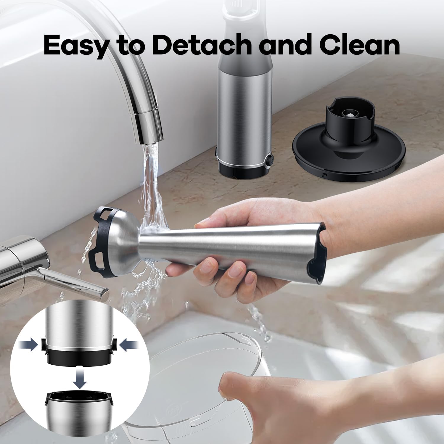 Immersion Blender handheld Powerful 1000W 5 in 1 Hand Blender Corded Hand Mixer Heavy-Duty Stainless Steel Blades Handheld Blender with Milk Frother, Egg Whisk, 600ml Beaker, 500ml Chopper