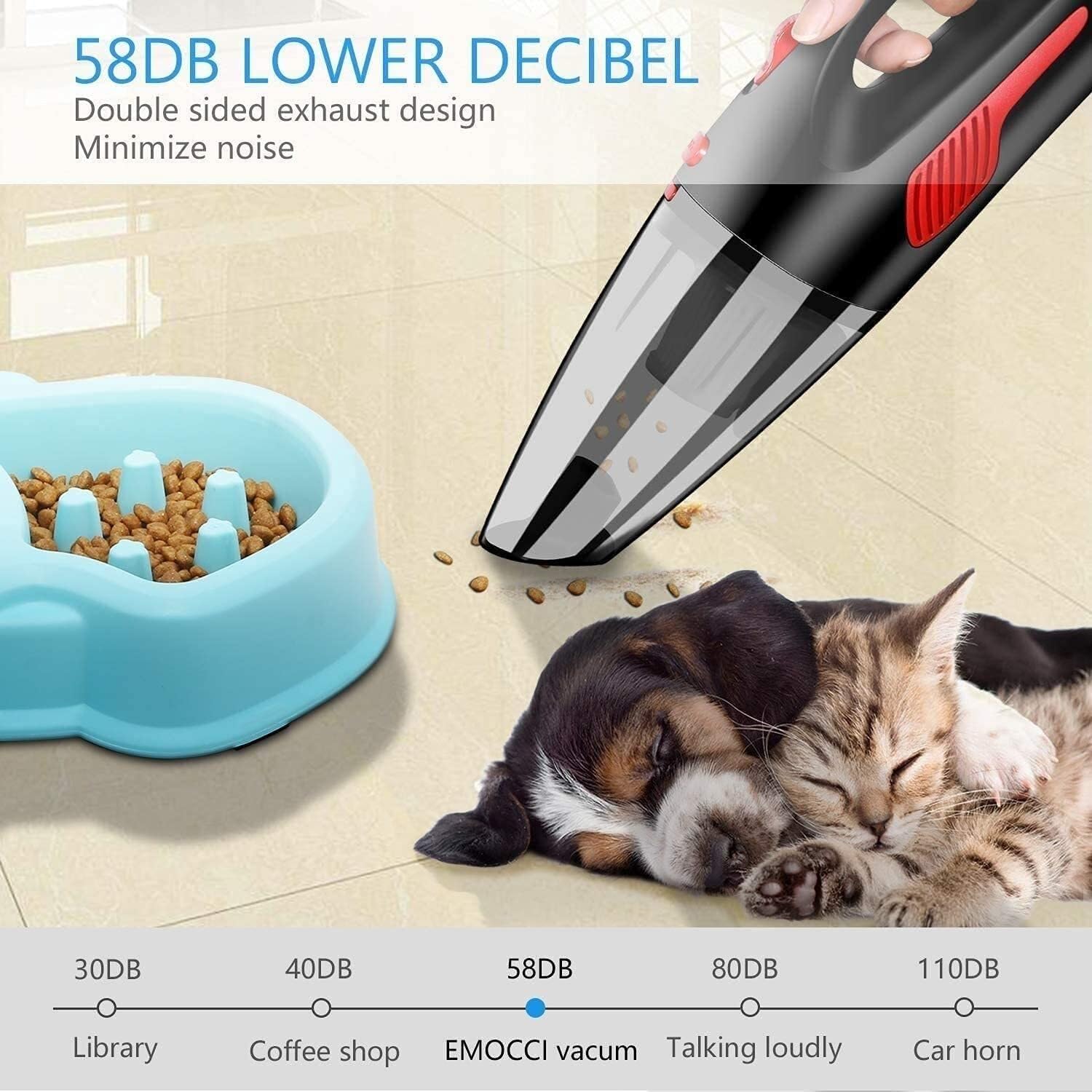 Handheld Vacuum Cordless, Handheld Vacuum Cordless, Wet Dry Vacuum Cleaner, Cyclone Hand Vacuum Cleaner Cordless for Car & Home, Rechargeable, 2200mAh,