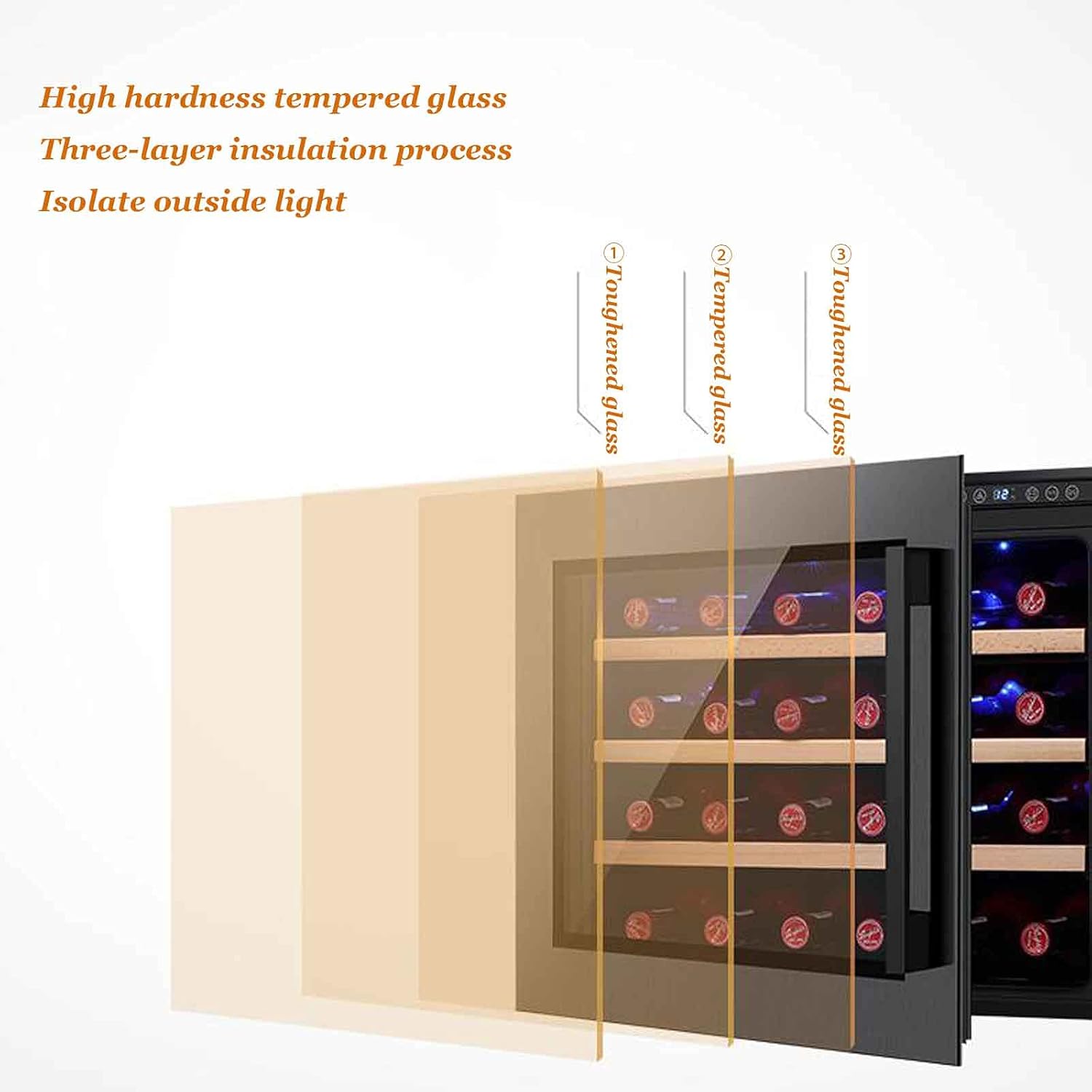 Beverage Refrigerator and Cooler Mini Glass Door Fridges Soda Beer Or Wine Small Drink Dispenser Machine with Touch Control LED Light for Home Office Or Bar (Capacity: 24 Bottles) (Obsidian Black)