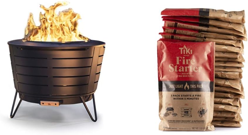 TIKI Brand Smokeless 24.75 in. Patio Fire Pit + TIKI Brand Fire Starter (20 Packs)