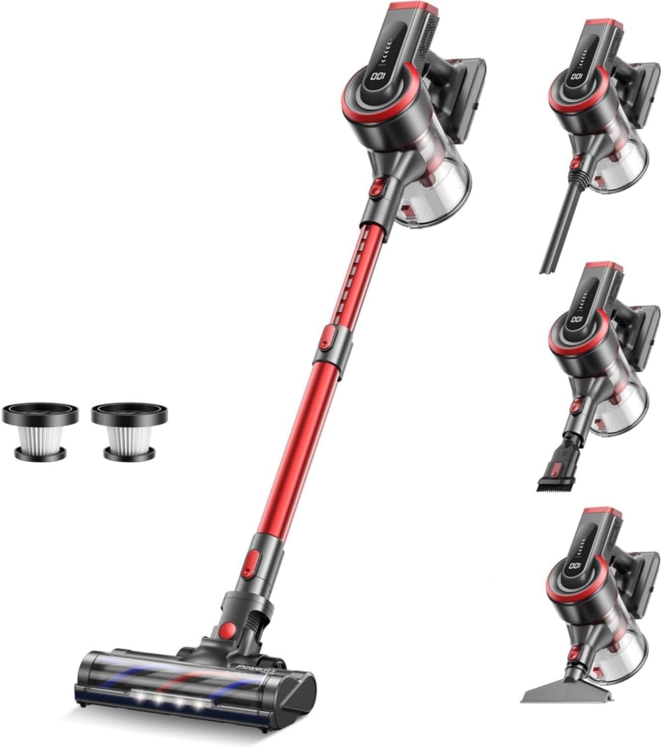 Cordless Vacuum Cleaner, Stick Cordless Vacuum with LED Touch Screen, Anti-Tangle Vacuum Cleaner with Charging Station for Carpet Hard Floor Pet Hair