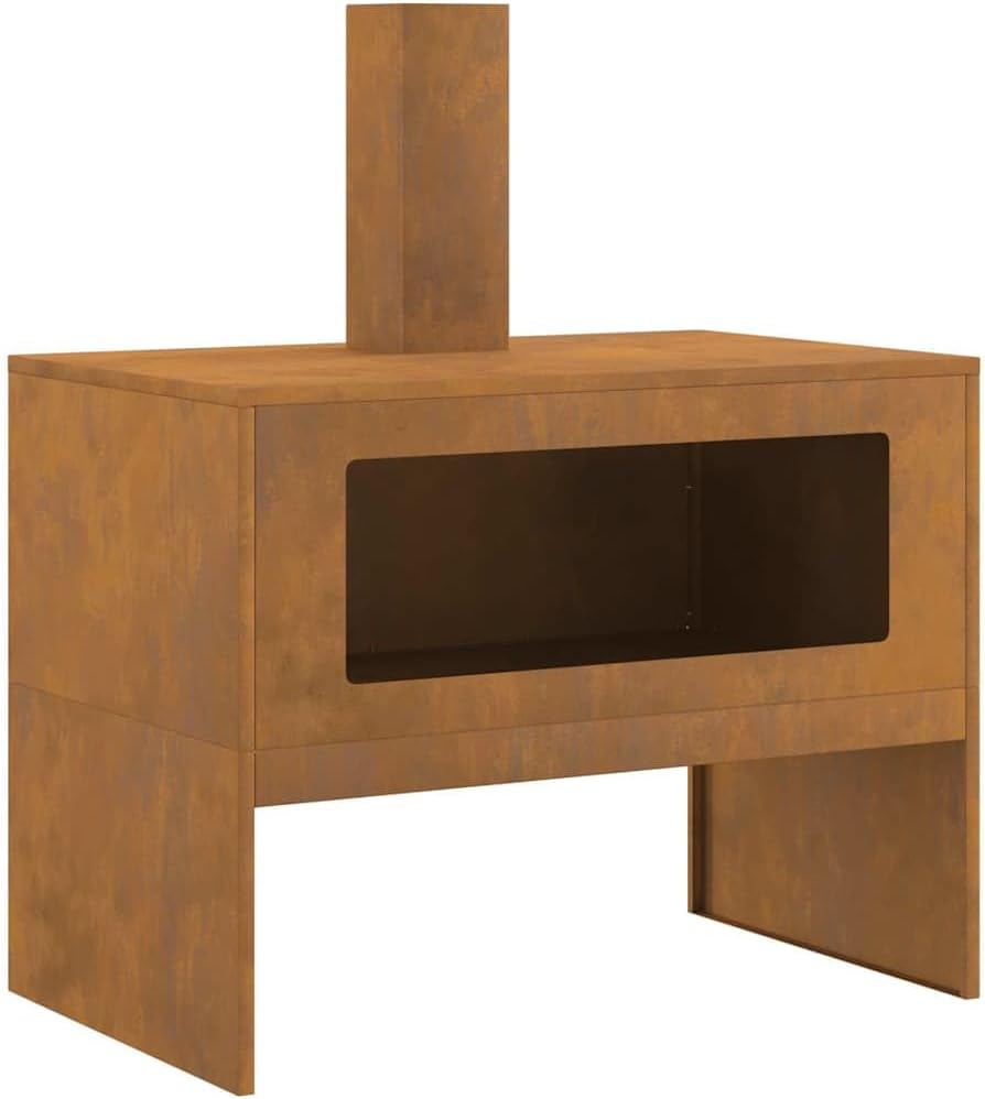 vidaXL Outdoor Fire Pit Stove Garden Weathering Steel for Large Logs Rustic Heating Perfect Patios and Camping Log Wood Fired Patio Durable Metal